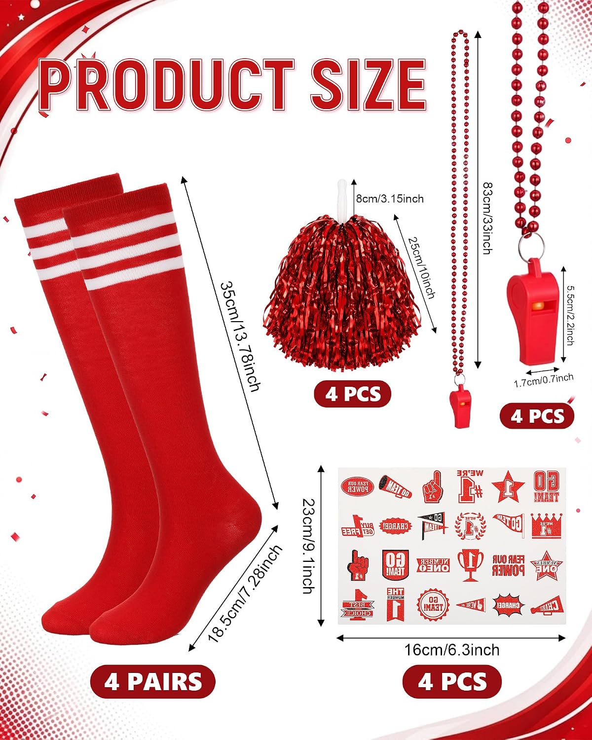 Twistover 148 Pcs Spirit Wear Color War Accessories Cheer Team