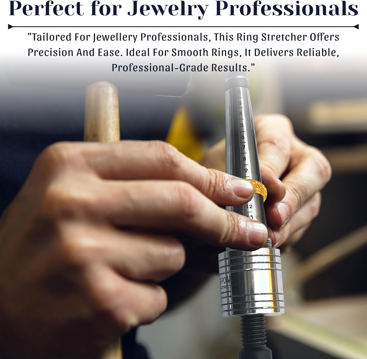 Manual Ring Stretcher & Adjuster for Premium Metal Bands (Sizes 2–14), Enlarger and Expander for Rings, Jewelry Making Tool for Rings and Bands of Platinum, Gold & Silver