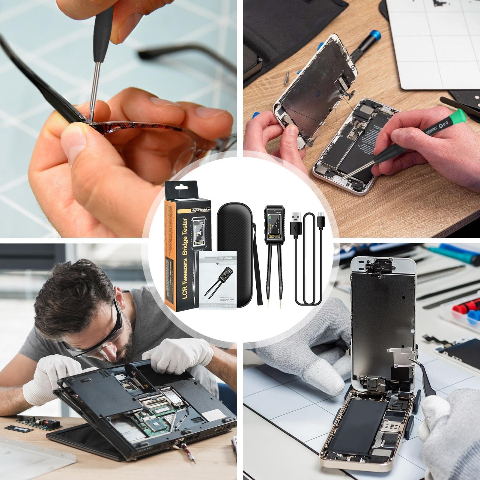 Elektronischer Bauteilanalysator Hochpräzise Bauteilerkennungsanzeige | SMD Bauteilanalysator für Widerstand, Induktivität, Diode, tragbarer SMD-Chip-Tester, -Reparaturwerkzeug,