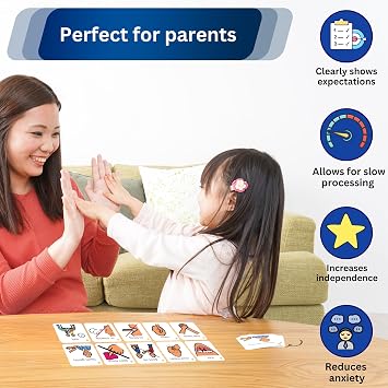 Behavior Keyring Lanyard, Visual Cue Cards for Autism Classroom (English)