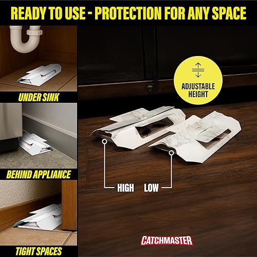 Miniatura 5 de Catchmaster Trampa para cucarachas con potente cebo a base de alimentos, trampas de pegamento (paquete de 10) para cucarachas para casa, cocina,