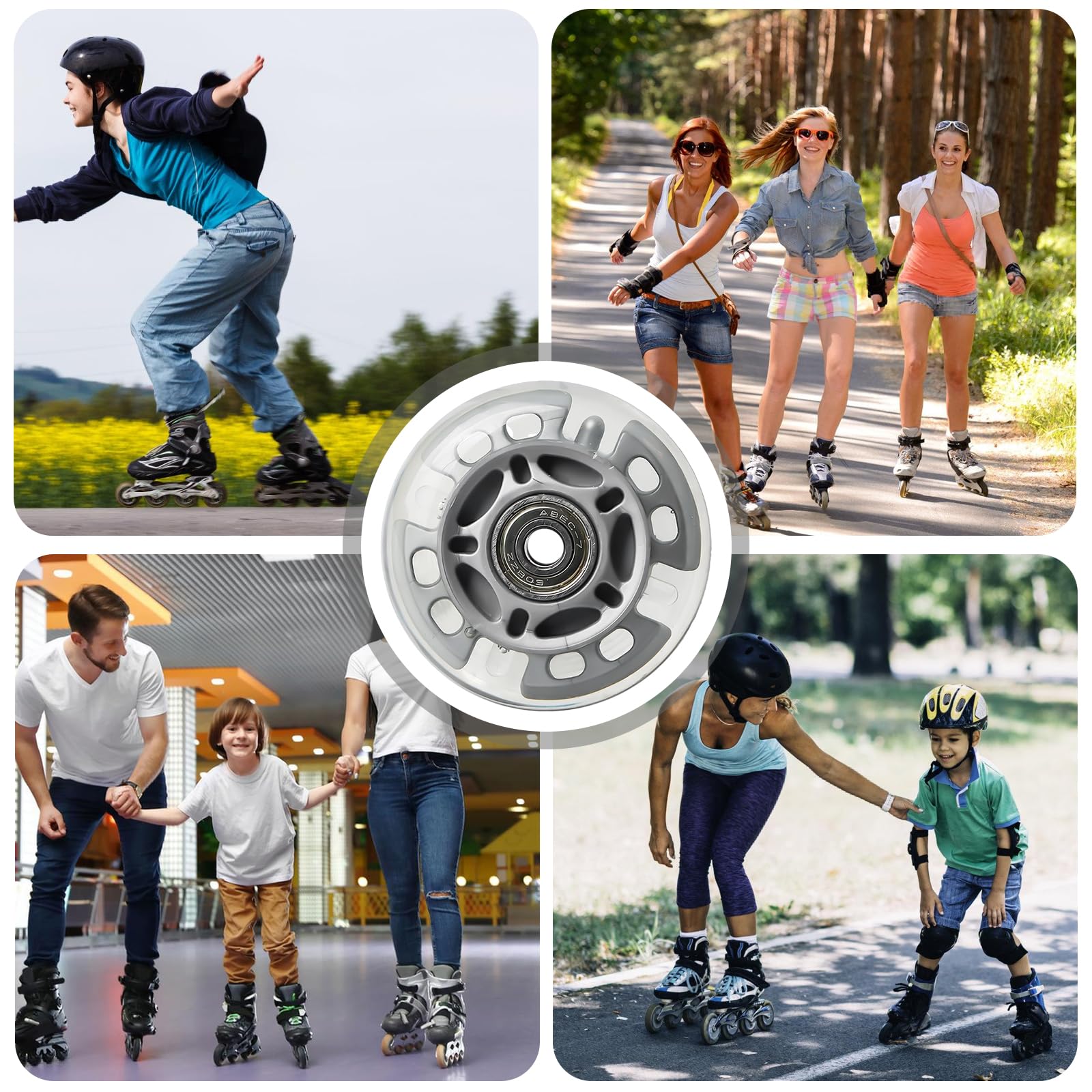 8 ruote in linea: 72 mm Inline Skate Rolls con cuscinetti a sfera ABEC-7, ricambio per pattini in linea, ruote in linea trasparente, per tutti i tipi di pattini a rotelle