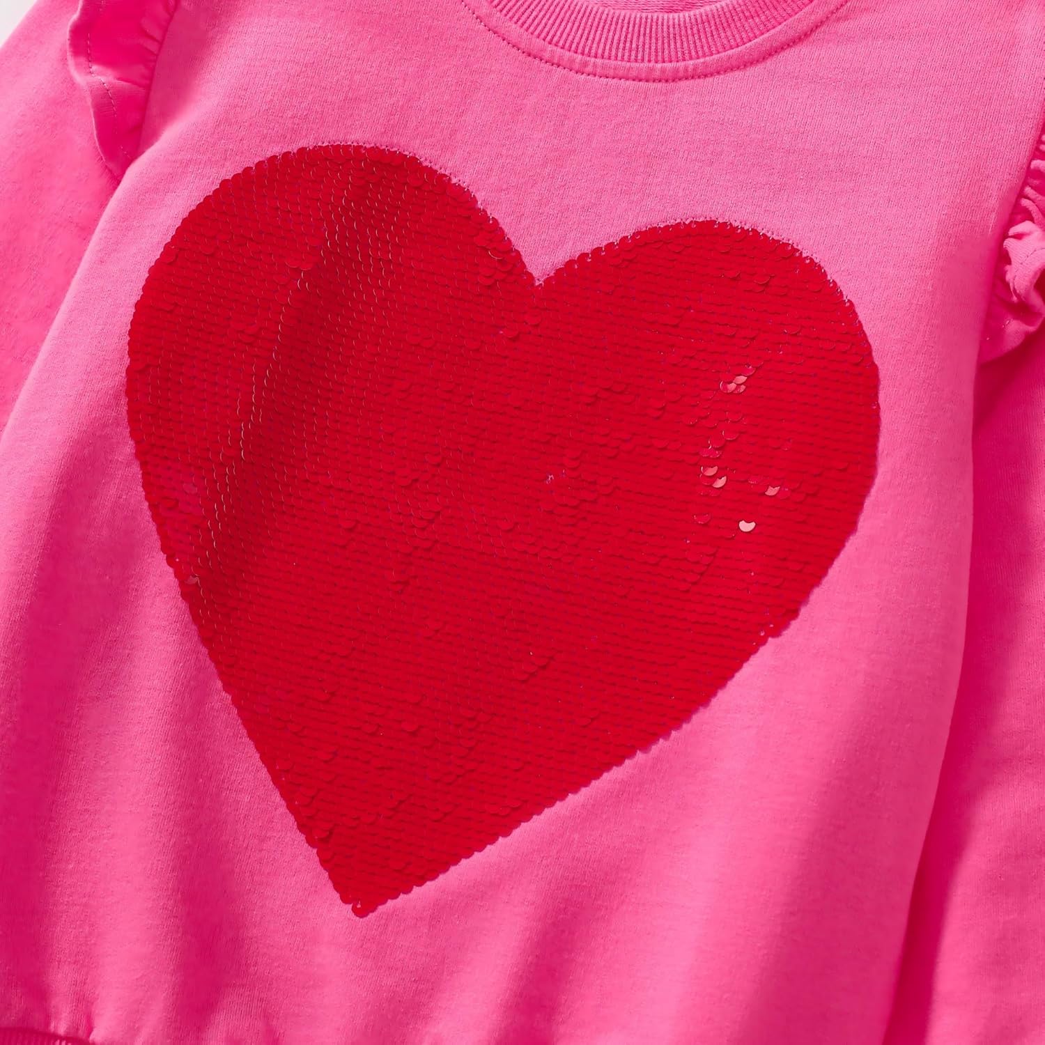 Girls Valentines Sweatshirt Toddler Kids Sequin Heart Long Sleeve T Shirt Ruffle Pullover Cotton Sweater Tops - Image 5