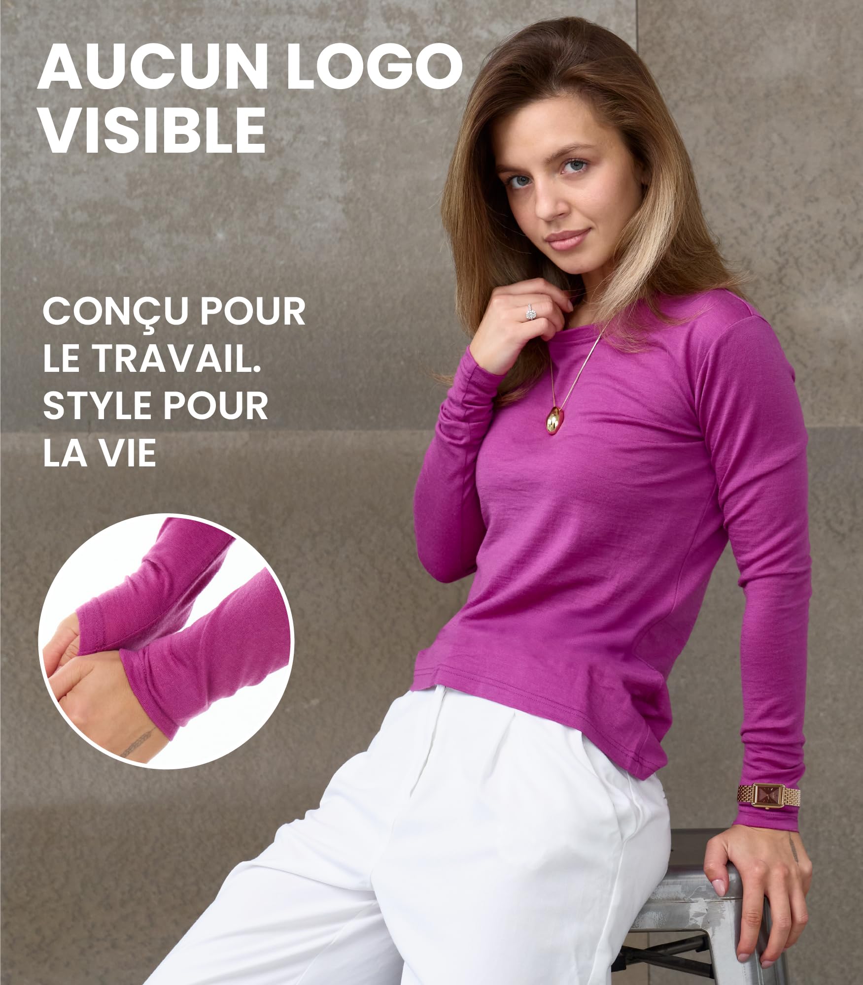 Merino.tech sous Vetement Laine Merinos Femme - 100% Merinos Haut Thermique Femme pour la Sport et Randonnée