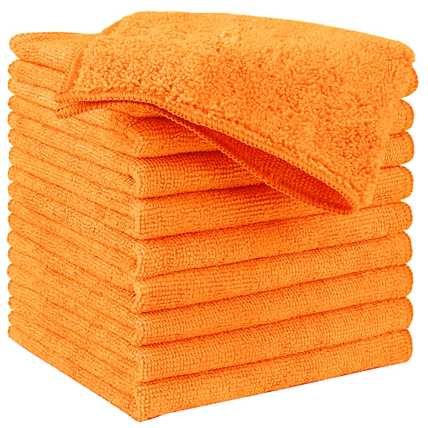 HIDMD Microfibre Cleaning Cloth, Microfiber Reusable Dish Cloths Kitchen Towels, Pack of 10 Orange 30cm x 30cm