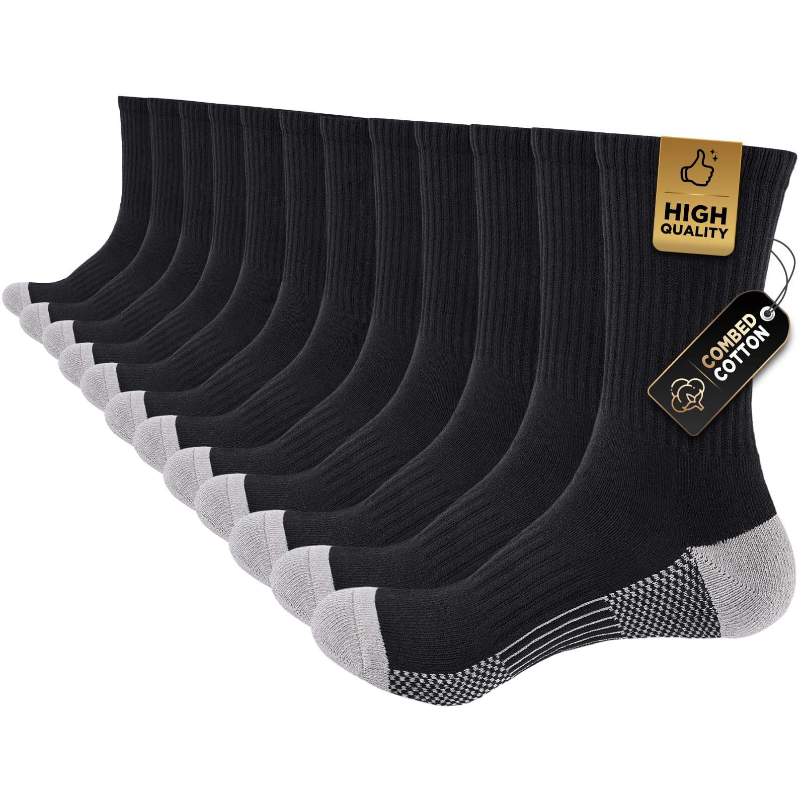 Mens Sports Socks Work Boot Socks for Women Men Comfortable Cotton Crew Socks Outdoor Hiking Running Cycling Multipack 6 Pairs-image-8
