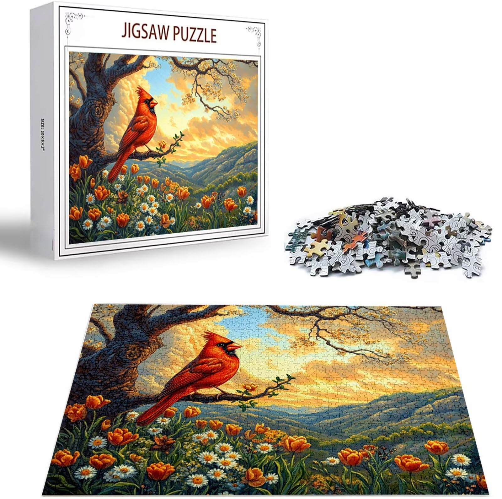 Puzzle Fiore Puzzle 3000 Pezzi Jigsaw Adulti DIY Classici Gioco, Puzzles a Forma di Uccello, Giochi Rilassamento e Intelligence per Ragazzi da 14 Anni 122 x 81 cm/3000 pcs con Regalo in Legno B-2040