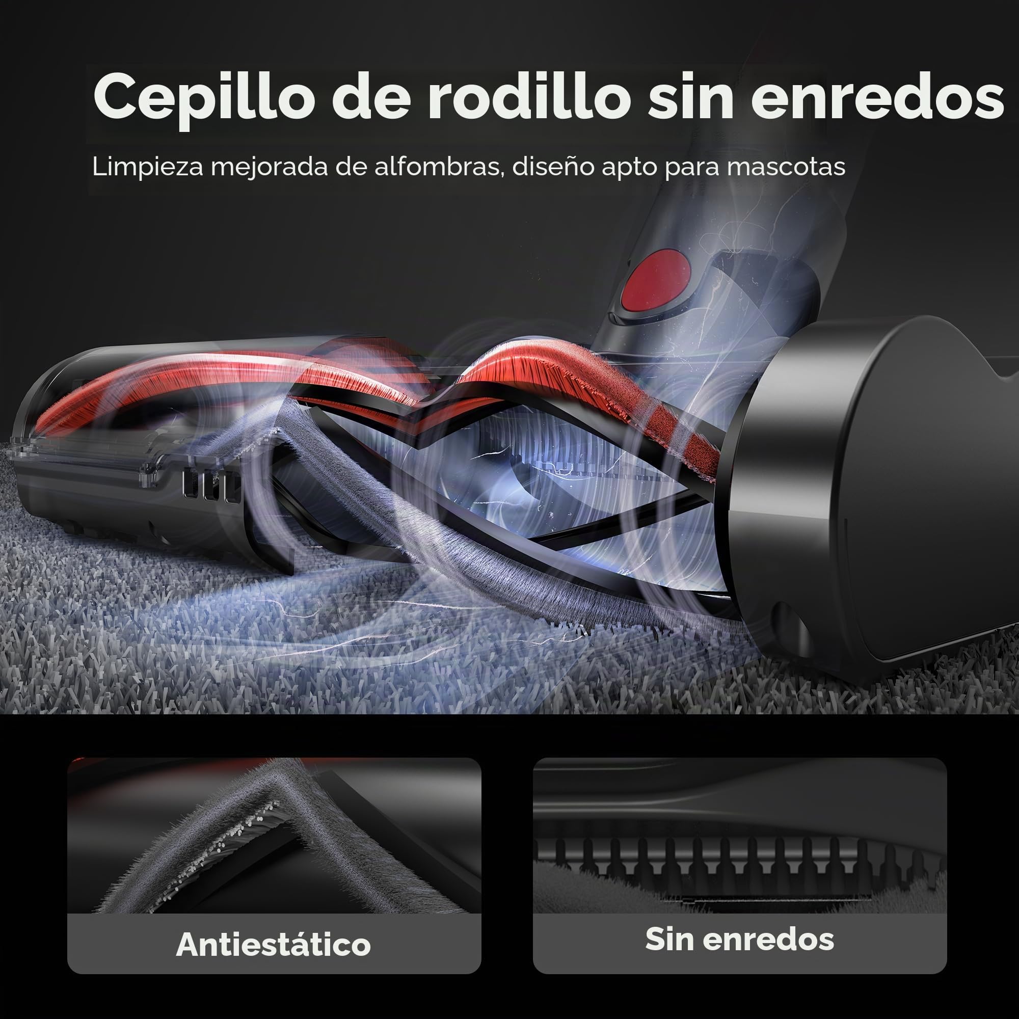 Ultenic Aspiradora inalámbrica de 65 KPa/600 W/60 minutos con varita flexible, aspiradora de palo recargable, pantalla táctil, cepillo sin enredos, faro GreenEye para todos los suelos, alfombras y