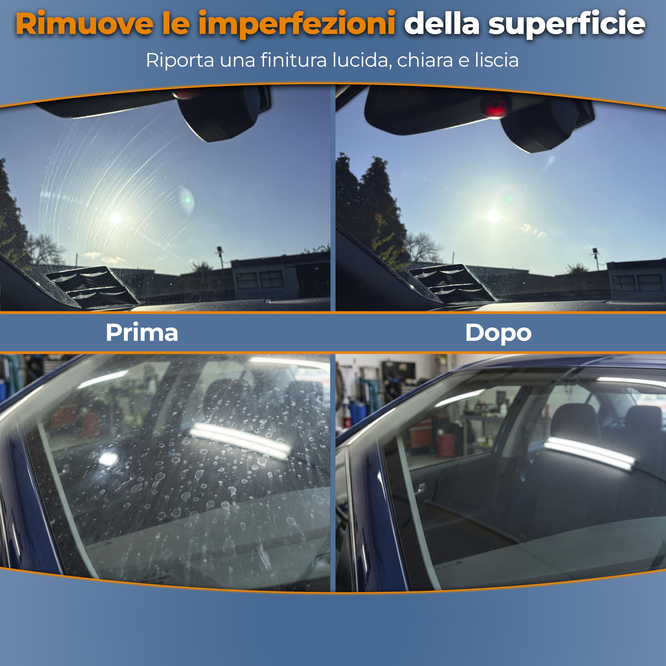 Glass Polish - 250ml Composto Lucidante per Vetri - Pasta Concentrata di Ossido di Cerio a Grana Fina per Lucidatura Professionale di Tutte le Superfici in Vetro - 1,2 Micron
