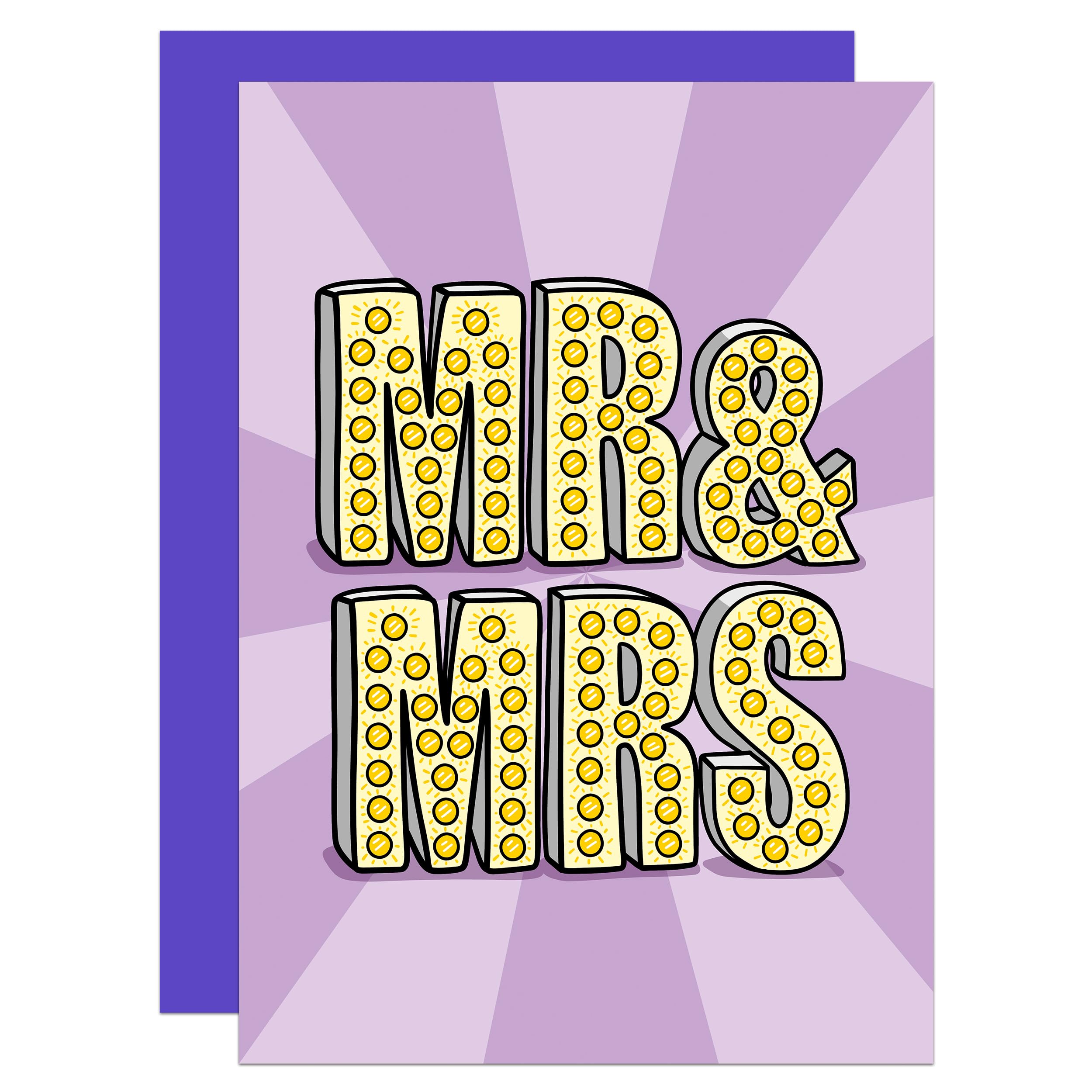 Couple Light Wedding A6 Card, Mr and Mrs, Cute Wedding, Engagement, Congratulations, For Couple, Anniversary, Groovy Card (Mr & Mrs)