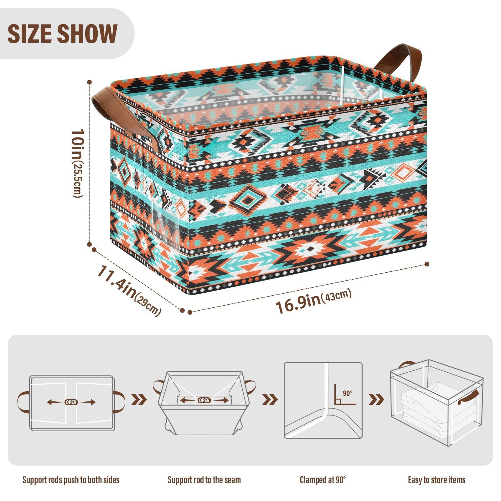 Amazon.com: CZXW Aztec Navajo Storage Basket for Shelf Collapsible