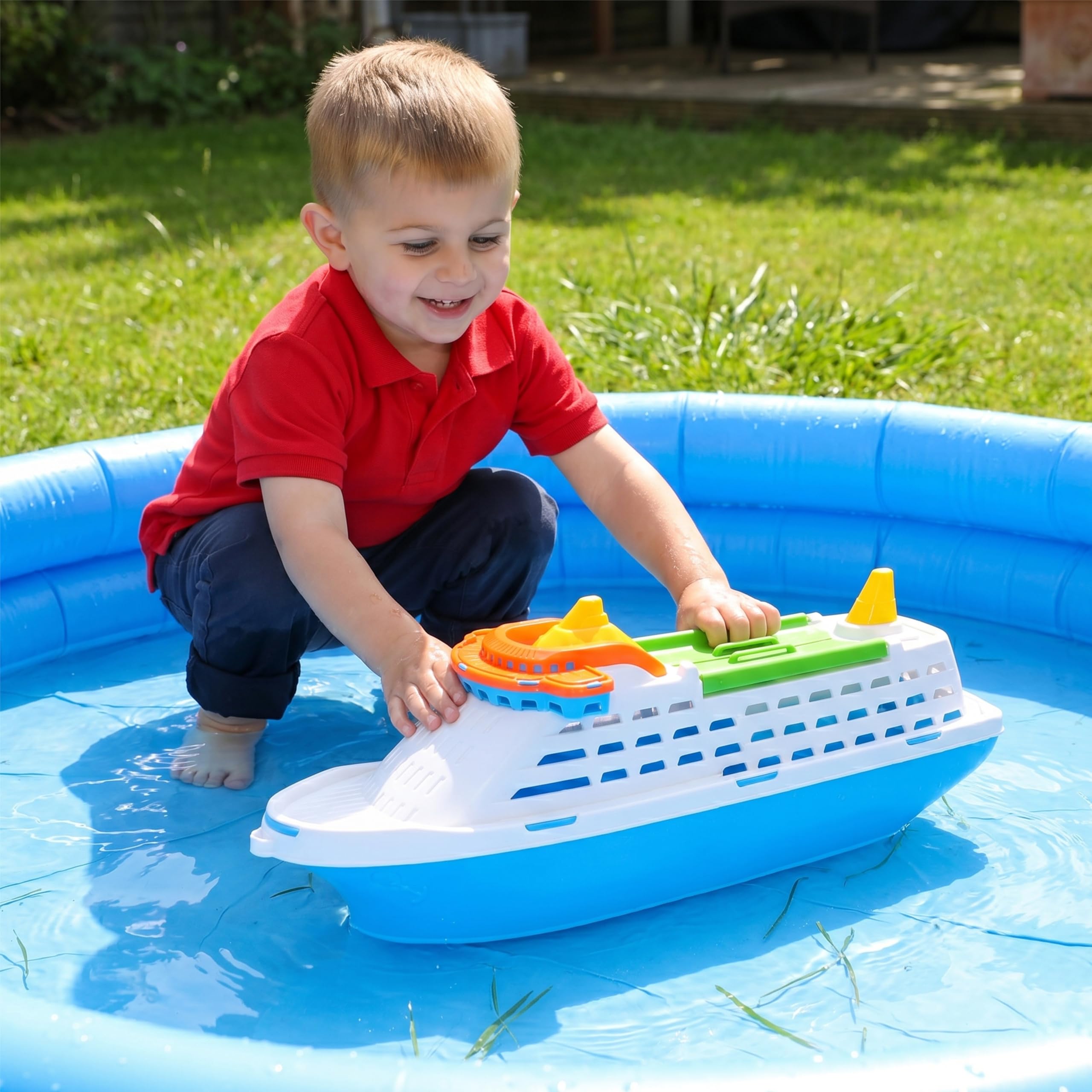 Toyland® 41cm (16") Nave da crociera colorata con porte e ruote mobili - Giocattolo acquatico galleggiante per bambini - Giochi da piscina e per il bagnetto - Dai 3 anni in su