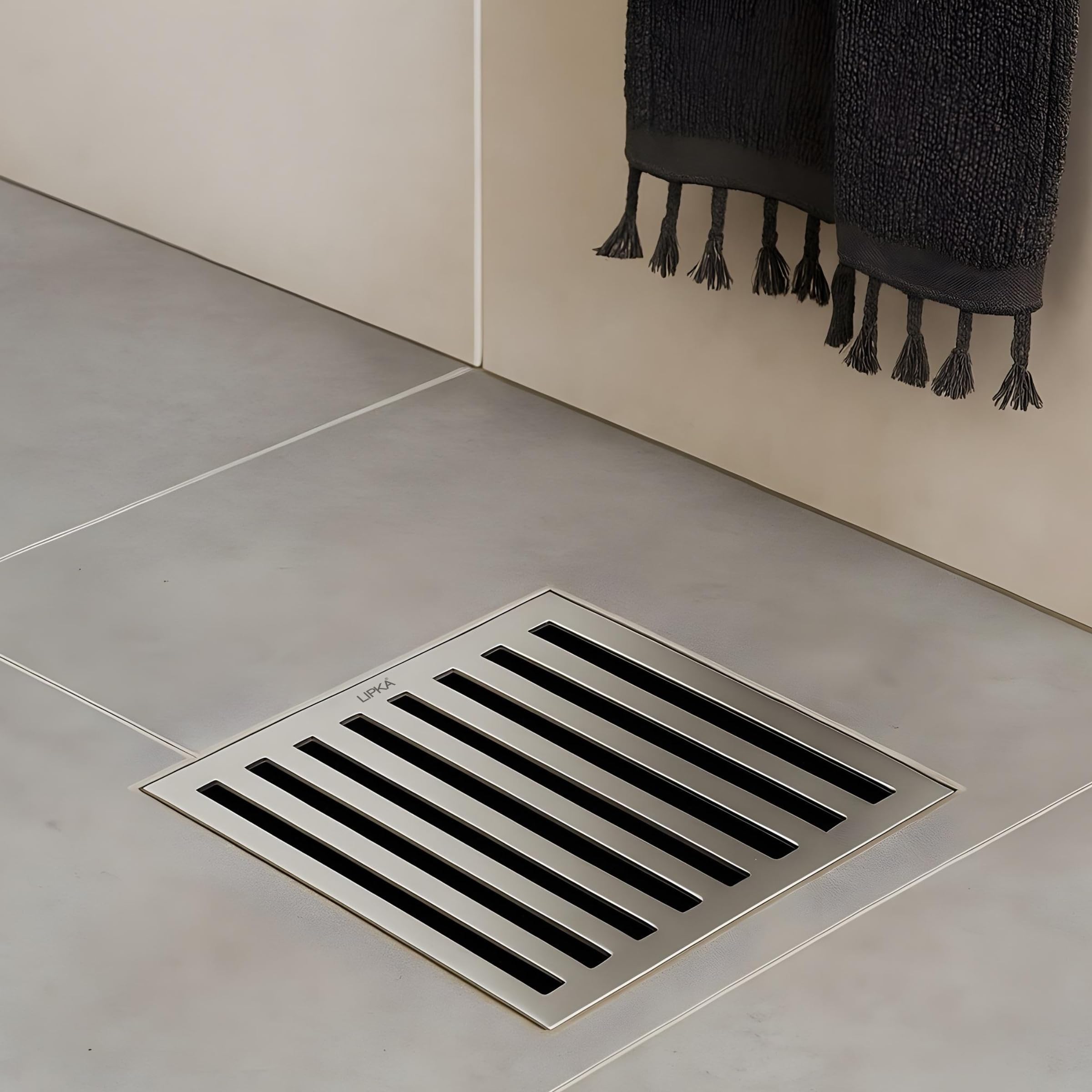 LIPKA 6 x 6 Inches Vertical Grating Floor Drain | Premium Stainless Steel Drain Cover for Bathroom, Kitchen, Balcony, Terrace, Commercial Use | Rust-Free & Anti-Clog Square Drain Trap-image-45