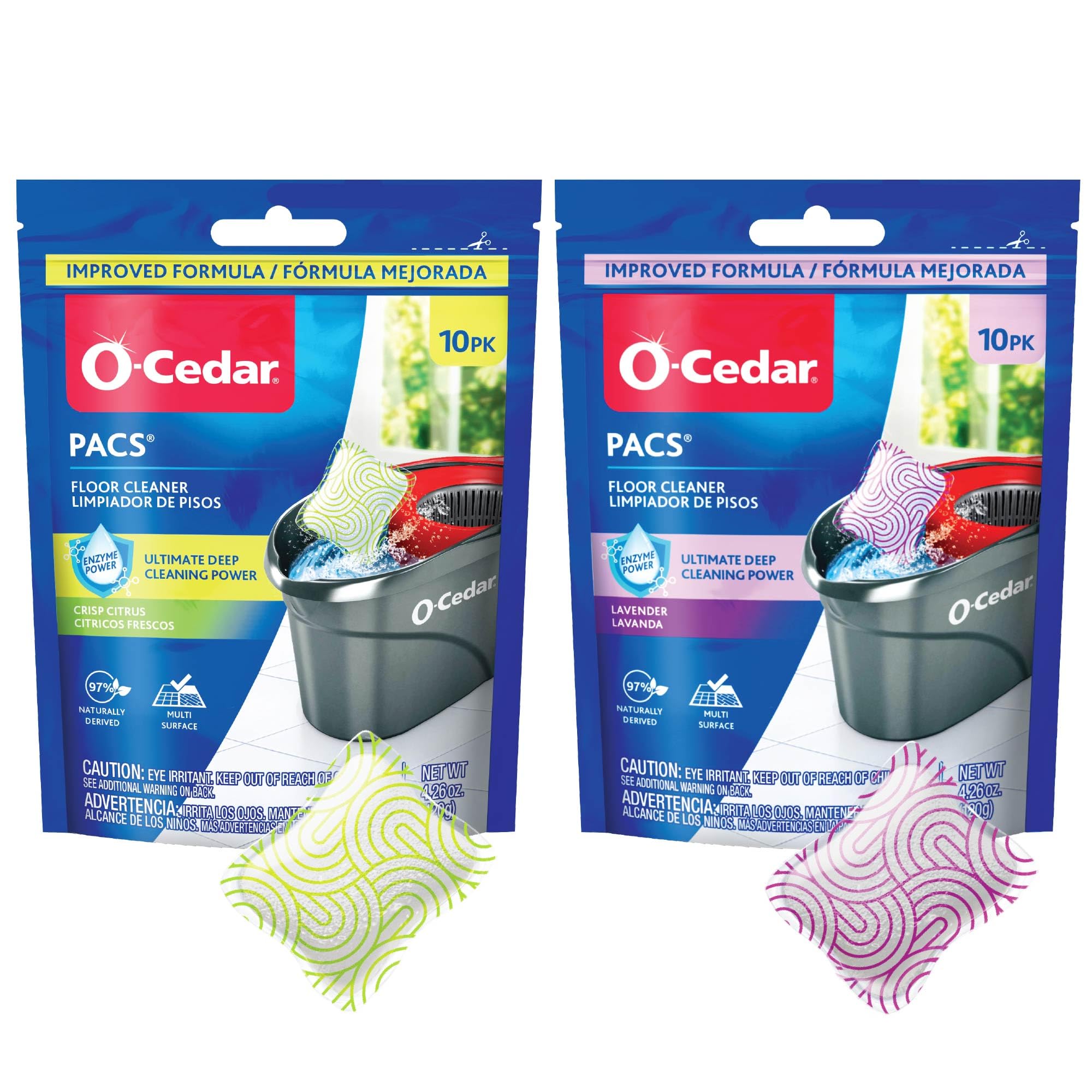 O-Cedar Floor Cleaning 20ct Pacs with Citrus Scent 10ct (1- Pack) and Lavender Scent 10ct (1-Pack)