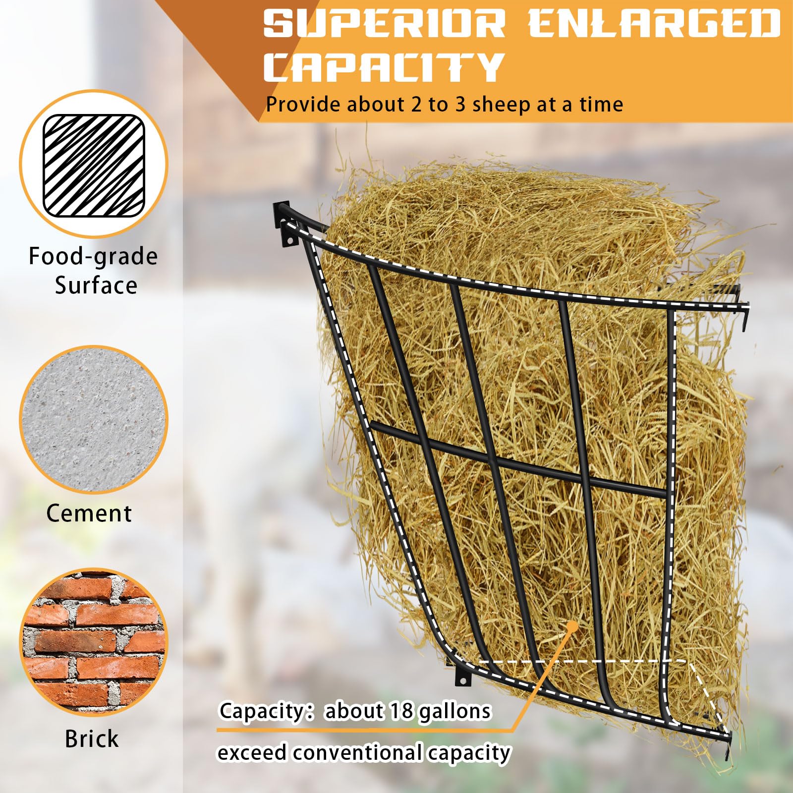 Zonon 2 estantes de heno de esquina lentos de 25.1 x 27.9 x 7.87 pulgadas, comedero de heno para caballos de alimentación, cesta de heno de metal para mantas, espacio entre barras, soporte de heno