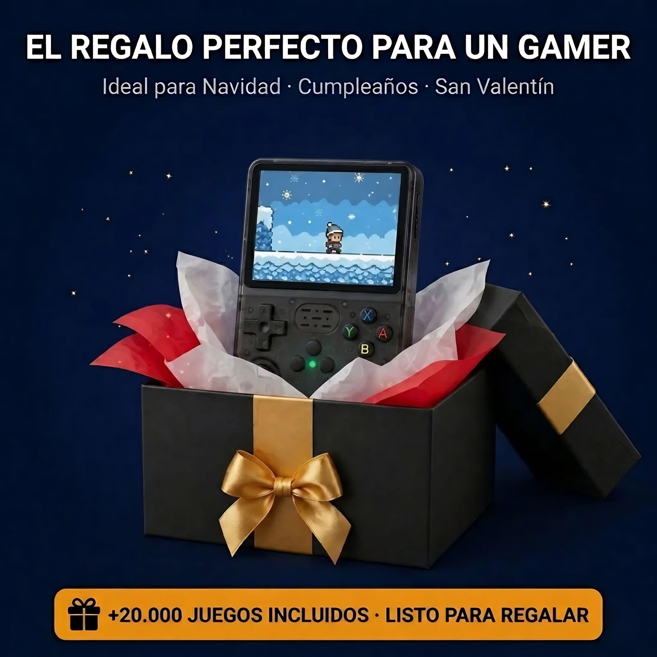 Consola Retro Portatil con 20.000 Juegos - Versión 2025- Mini Consola Arcade - Juegos de PS1, PSP, N64, NDS, SuperN, GameB, GBA, NeoG, etc. - Pantall HD 3.5' 640 * 480 - Rechace Imitaciones (Negro)
