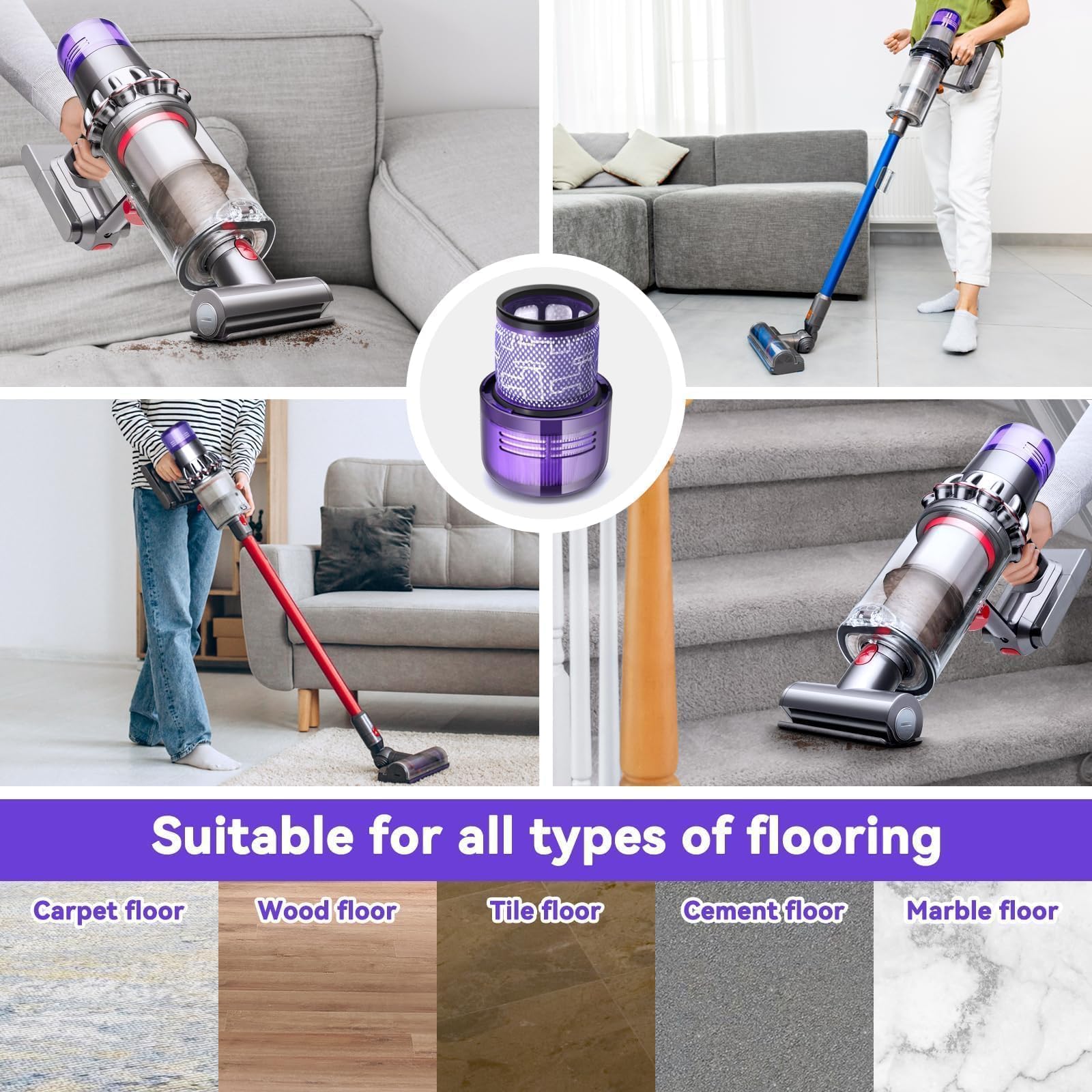 Filtro para Dyson V11, KNOWOM 3 Pack 3 Pack Reemplazo para vacío inalámbrico V11, Filtro para Dyson V15 V11 SV14 SV17SV22 Detect Animal Absolute Extra Pro Torque Drive Vacuum, Reemplace#DY-970013-02