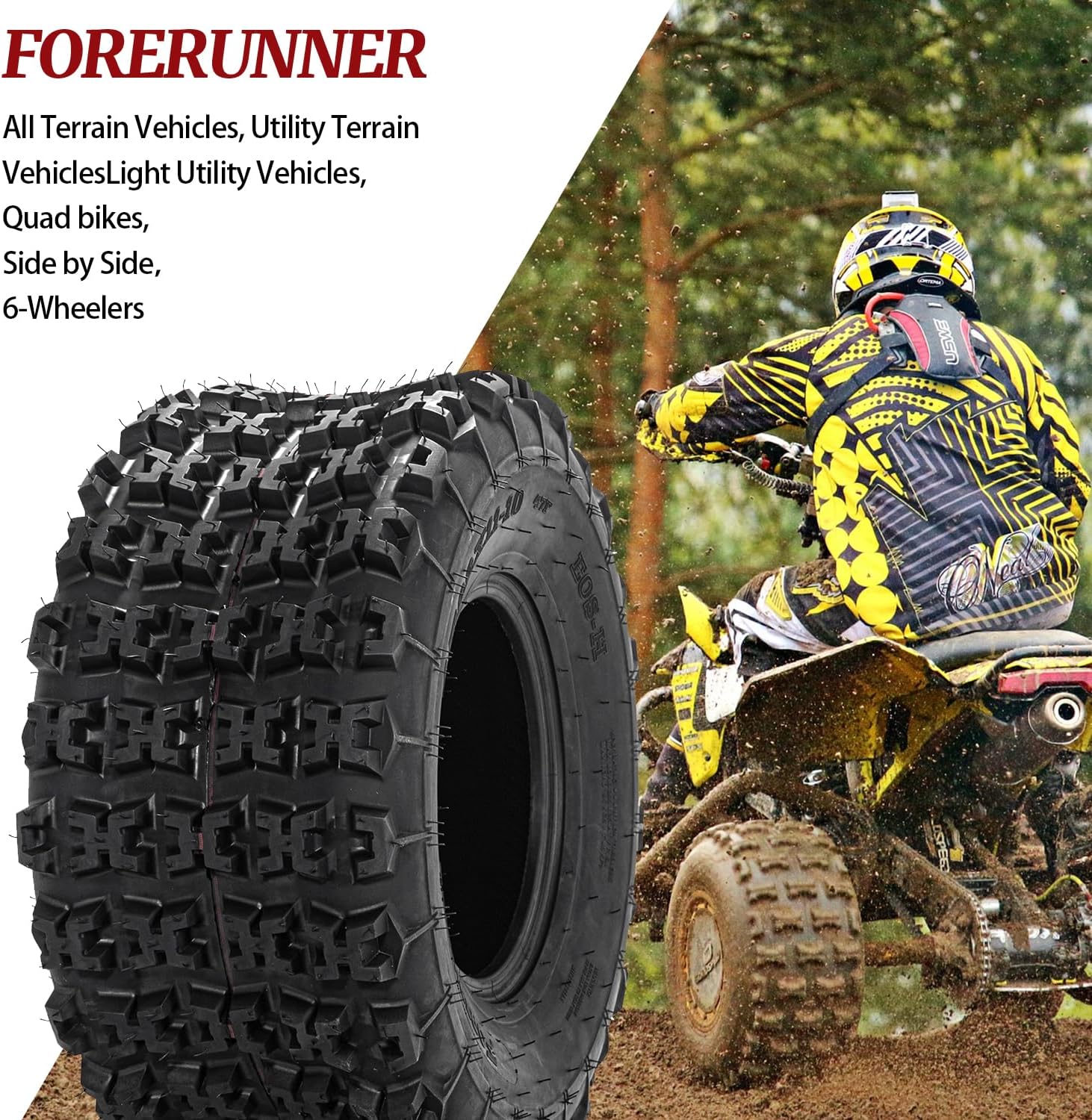 FORERUNNER Sport ATV Tires 21x7-10 & 22X11-10 6PR ATV UTV Go Kart All-Terrain Off-Road Tire Tubeless (Pack of 4)