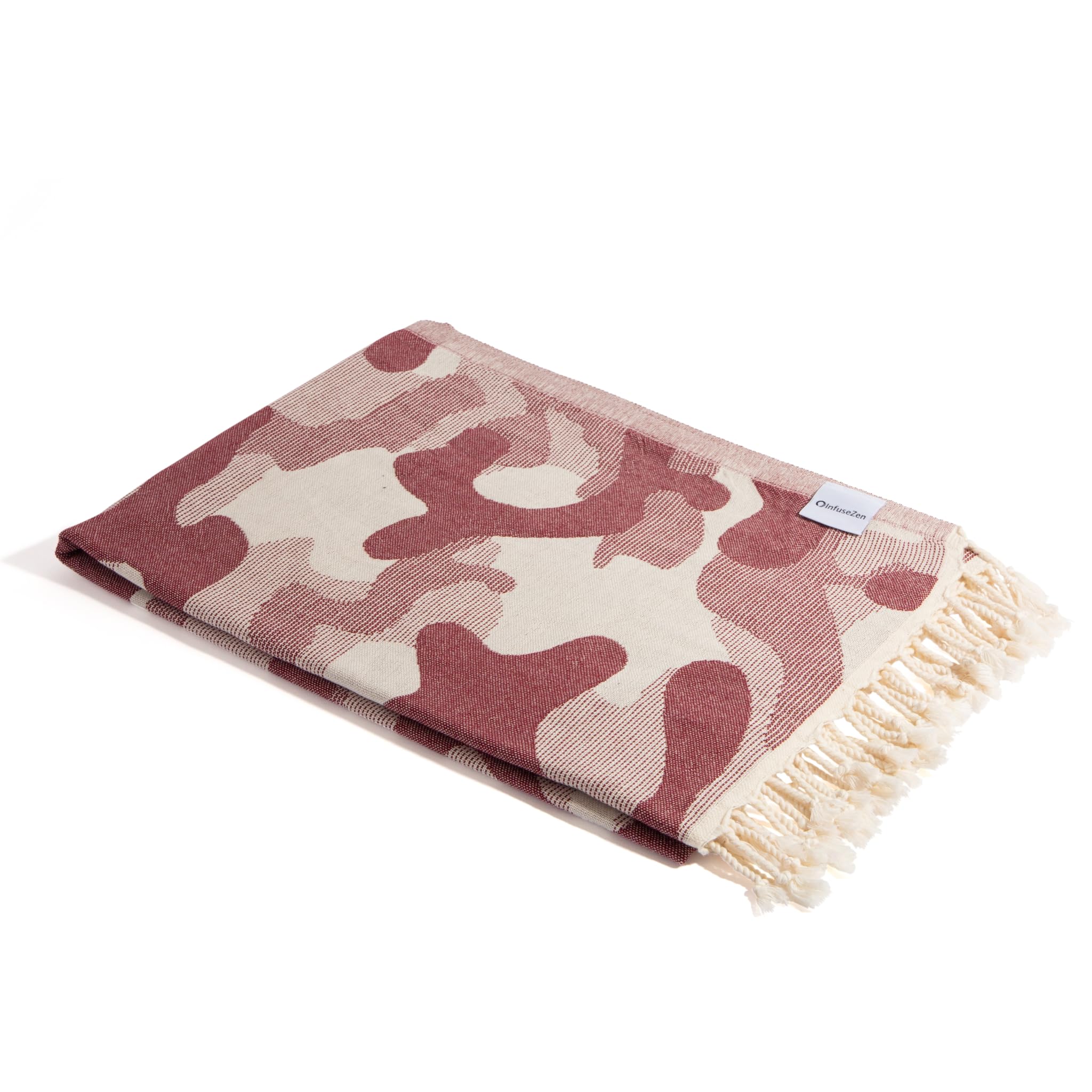 InfuseZen Turkish Bath & Beach Towel – Reversible Camouflage Print - 100% Organic Turkish Cotton - Soft, Lightweight, Absorbent Peshtemal, Quick Dry,