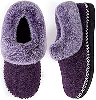 EverFoams Women's Bootie Slippers Warm Soft Comfy Memory Foam Non-slip Indoor House Shoes with Fluffy Collar