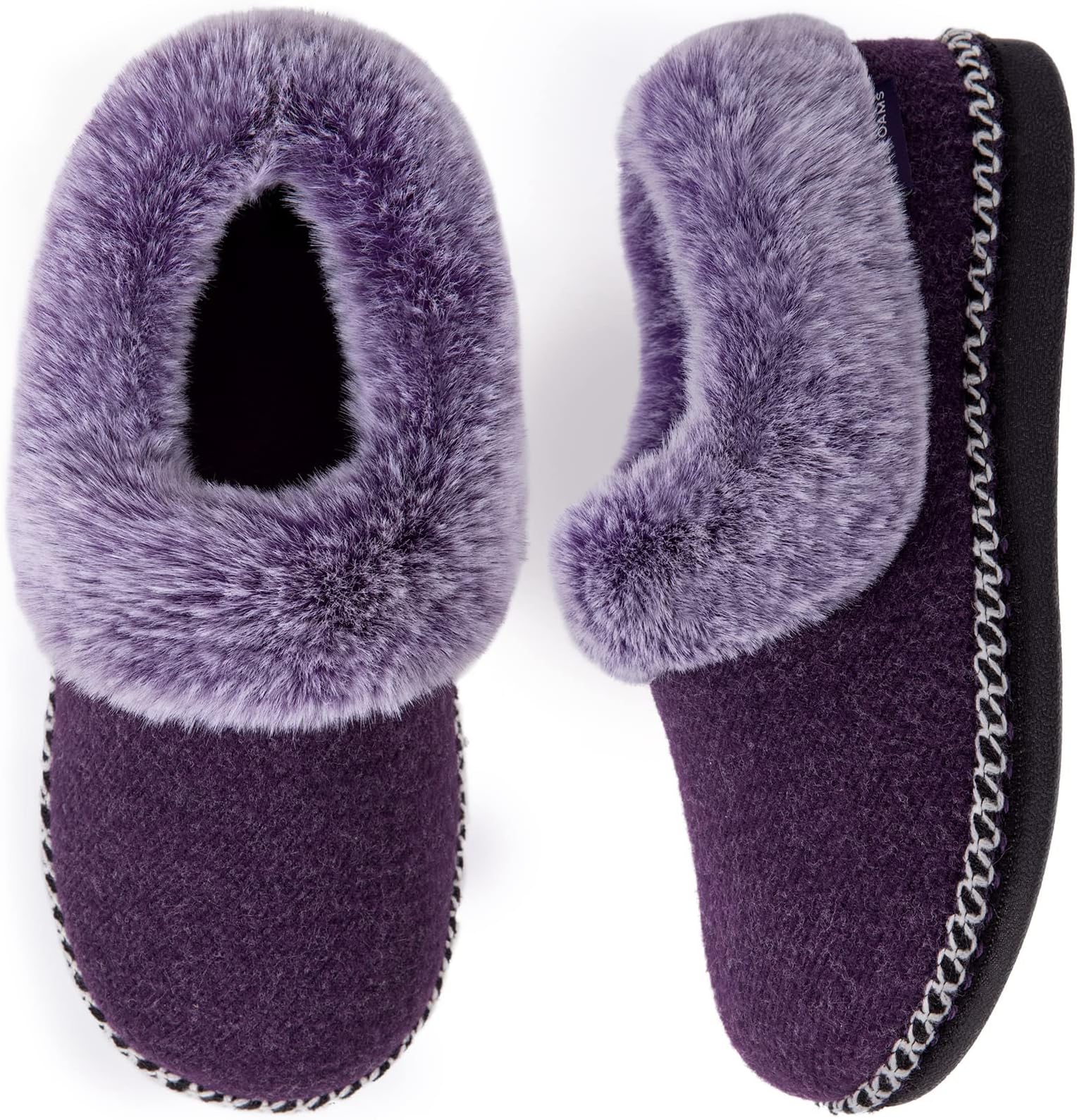 Women's Bootie Slippers Warm Soft Comfy Memory Foam Non-slip Indoor House Shoes with Fluffy Collar