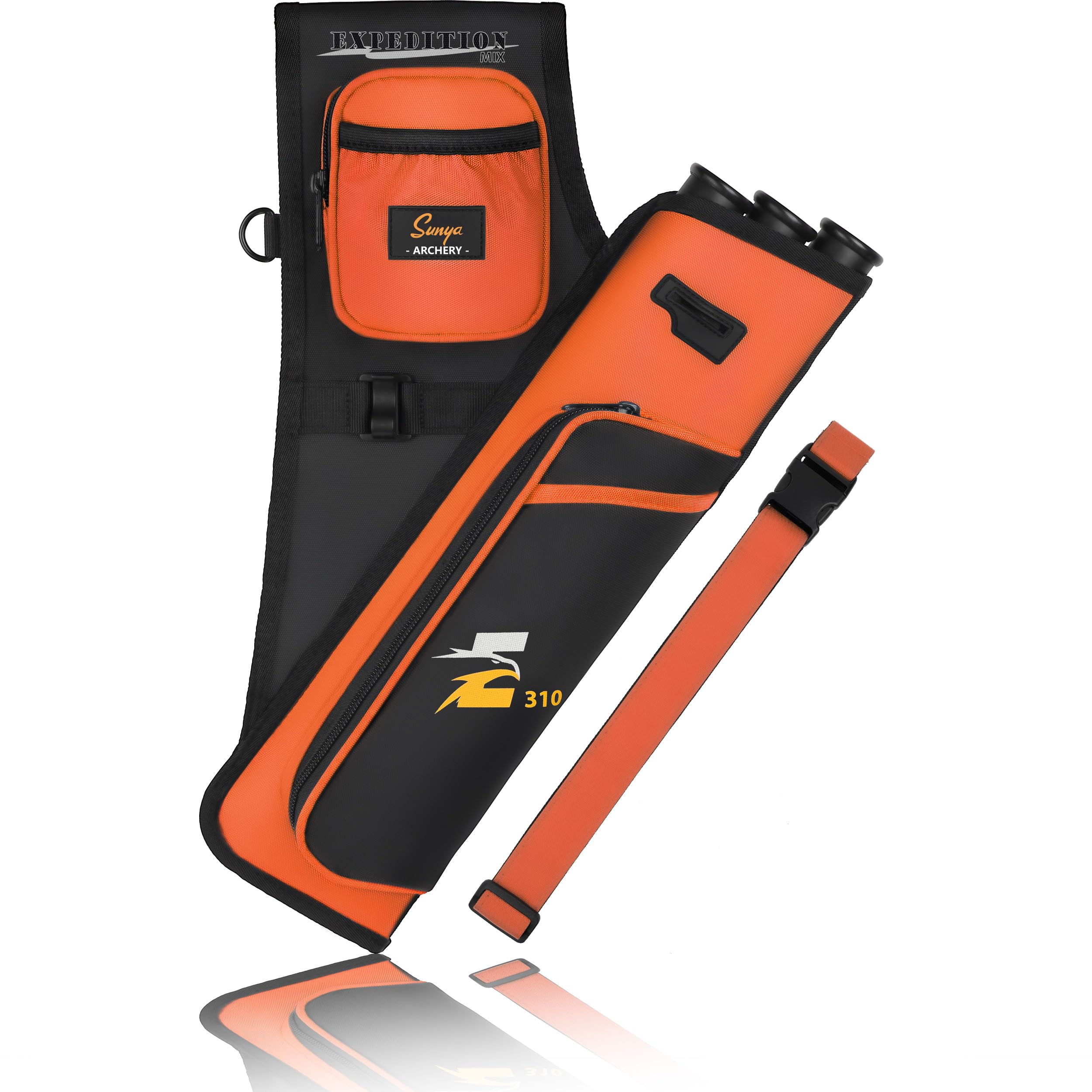 Sunya faretra per frecce Arco. Include 3 Tubi portafrecce, Tasche per Accessori e Cintura. Adatto per Archi Compound e recurve. - 1
