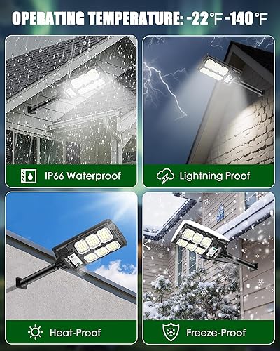 Miniatura 7 de Luces solares para exteriores de 400 W a 6500 K, luces de inundación impermeables IP66 para exteriores con sensor de movimiento y atardecer a
