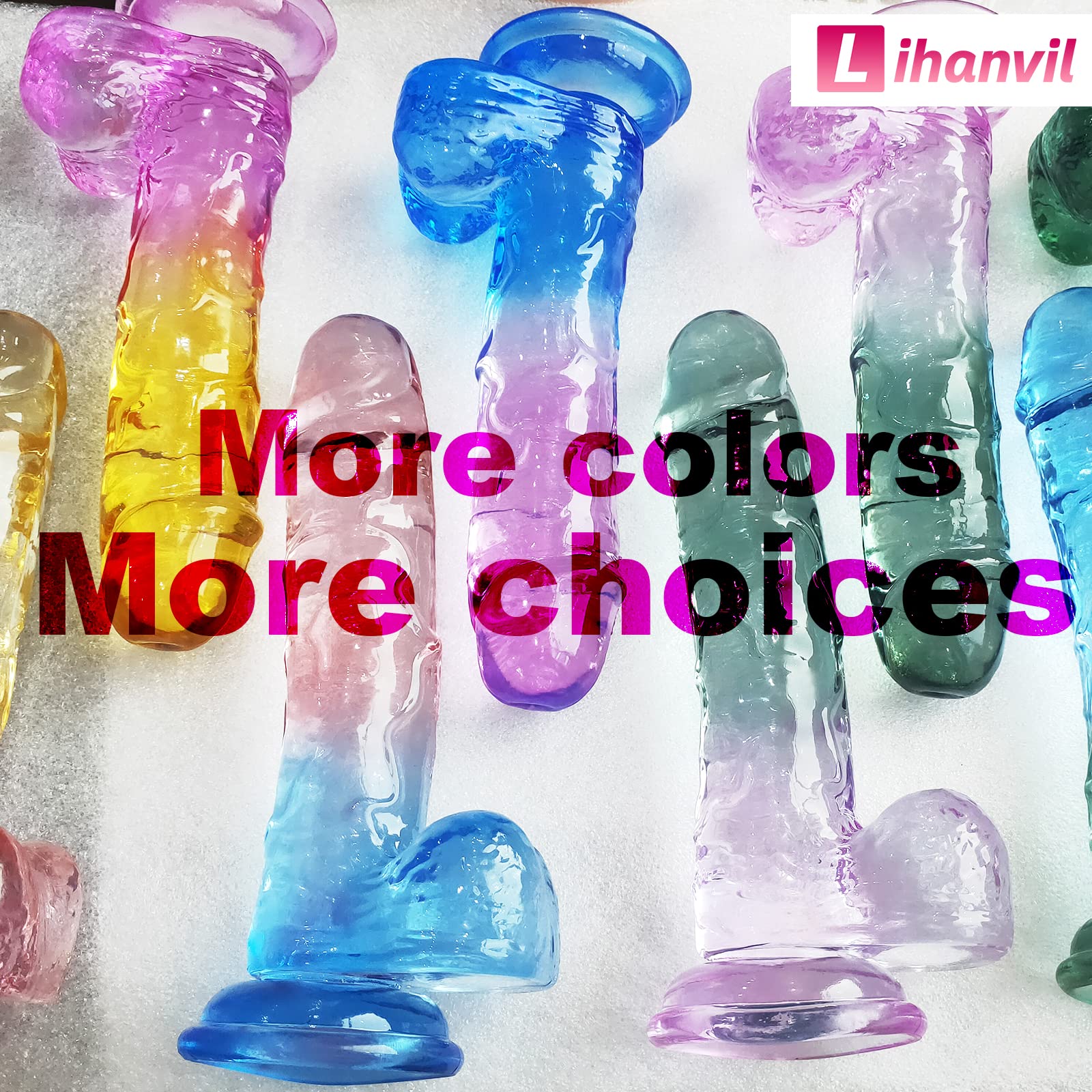 Realistic Dildo Clear Silicone 7.8" Purple-Red Gradient Dildo with Strong Suction Cup for Women Hand Free Play Flexible Soft Penis Dong, Adult Sex G-spot Dildos Toys for Vaginal and Anal Stimulation