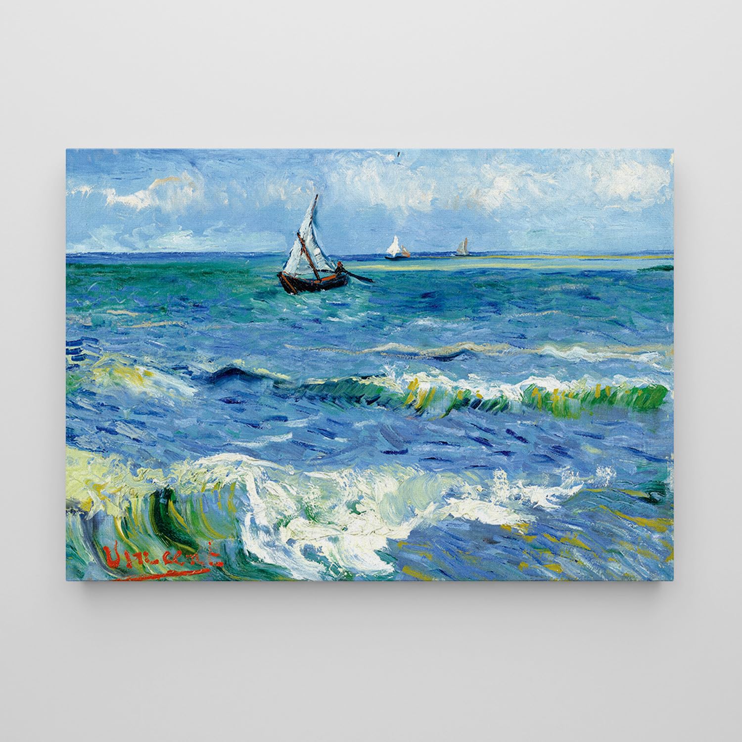 Giallobus - Quadro - Vincent Van Gogh - Tela standard - 70x100-04 - Il mare a Les Saintes Maries - Pronto da appendere - Quadri moderni per la casa