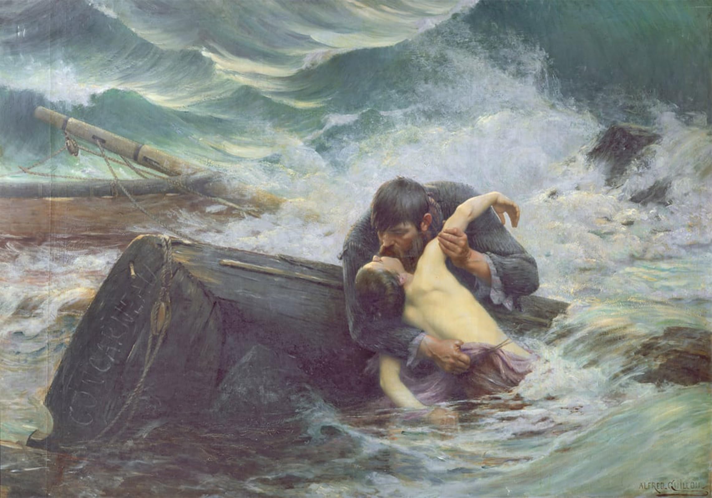 Posteriik No Frame Famous Modern Artwork Art Mural Adieu By Alfred Guillou Oil Paintings Pictures For Home Decor 60X90cm
