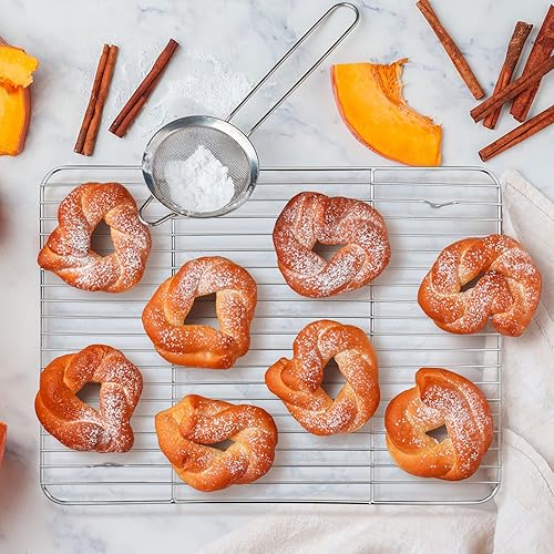 Miniatura 5 de E-far - Juego de bandejas para hornear de acero inoxidable con estante, bandeja para hornear galletas de 12.4 x 9.7 pulgadas para horno, bandeja de