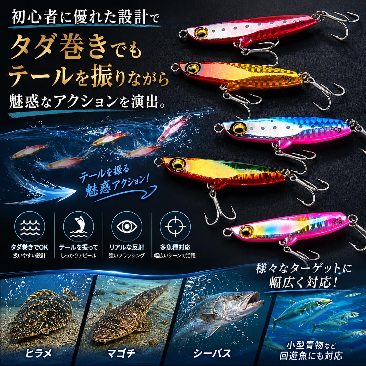 Amazon.co.jp: 【KOKO Lure】Flounder Lure Metal Jig Set 32g 40g