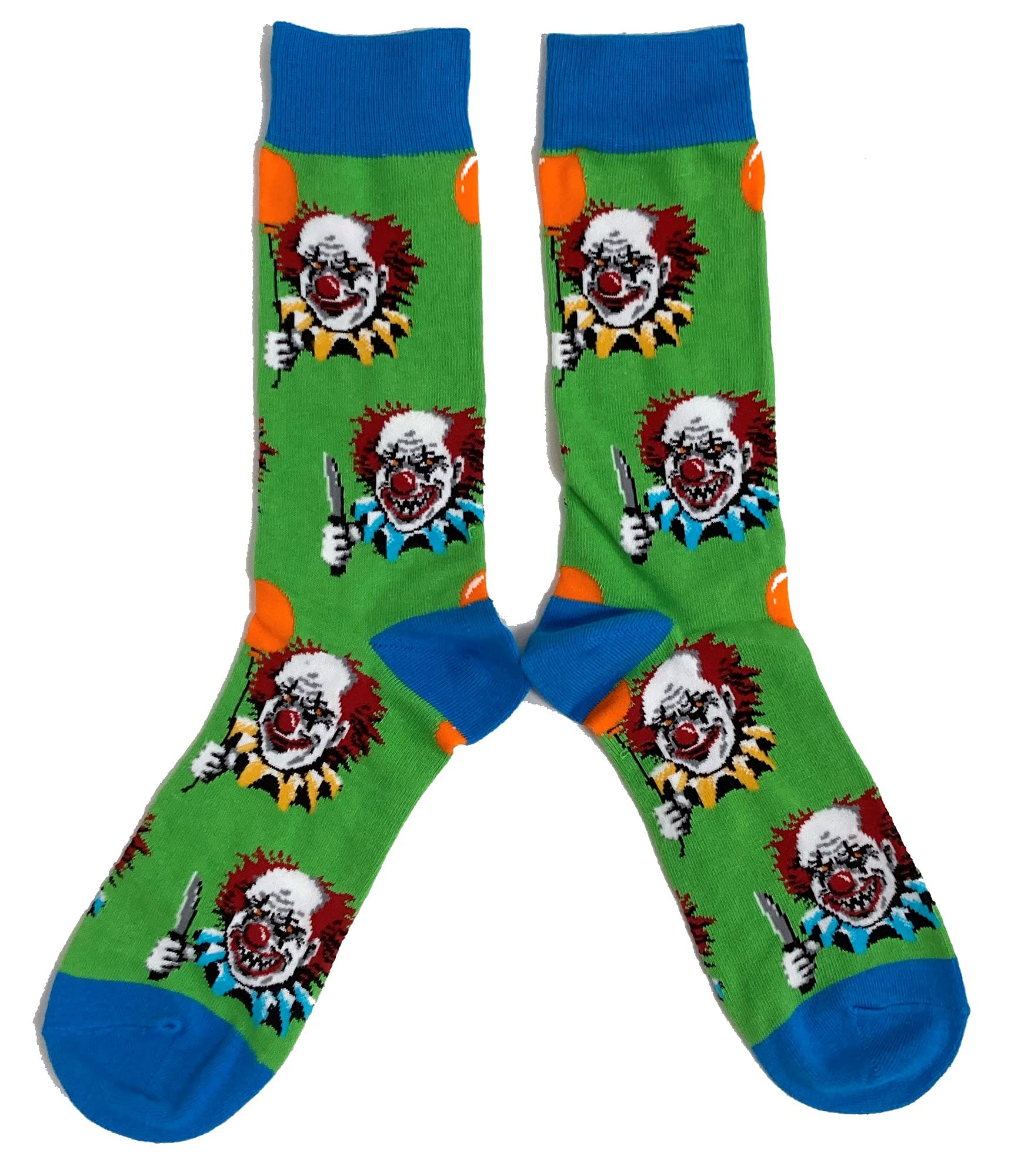 Sock Shack Men's Green Scary Clown With Knife Balloon Horror Socks 6-11 Uk / 39-45 Eur / 7-12 Us