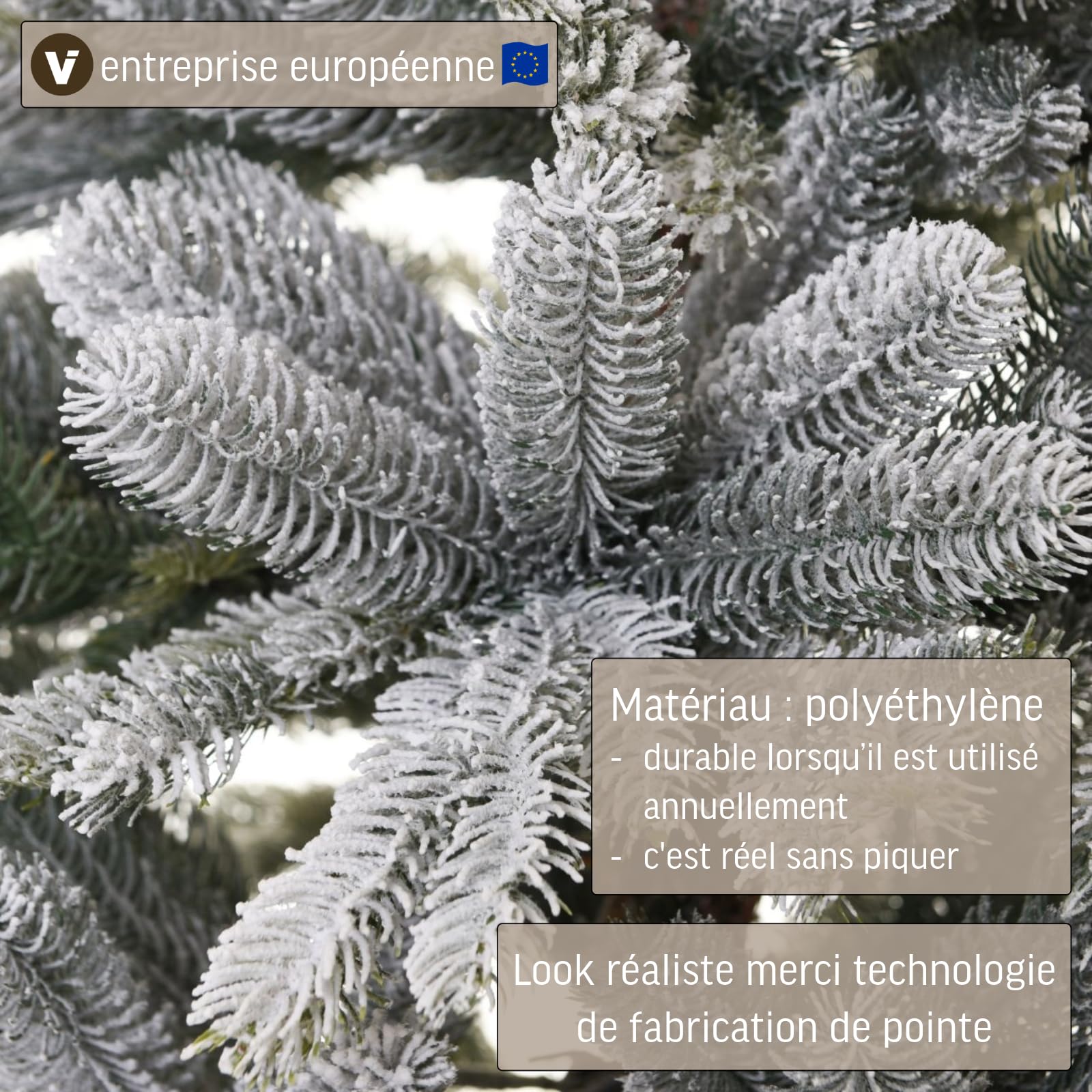 VIVANNO Sapin de Noël Artificiel Nordmann avec Neige 150 cm de Haut