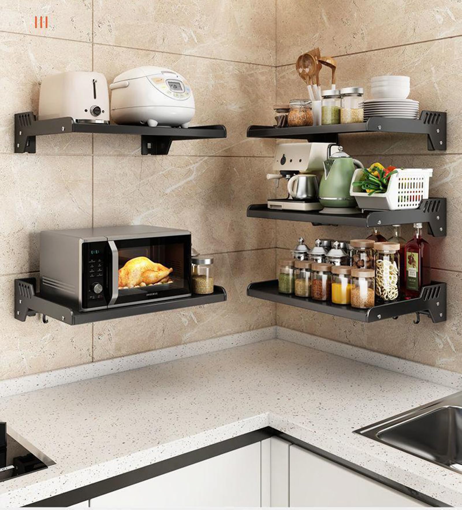 Support De Four à Ondes Suspendu En Aluminium Space, Double Couche