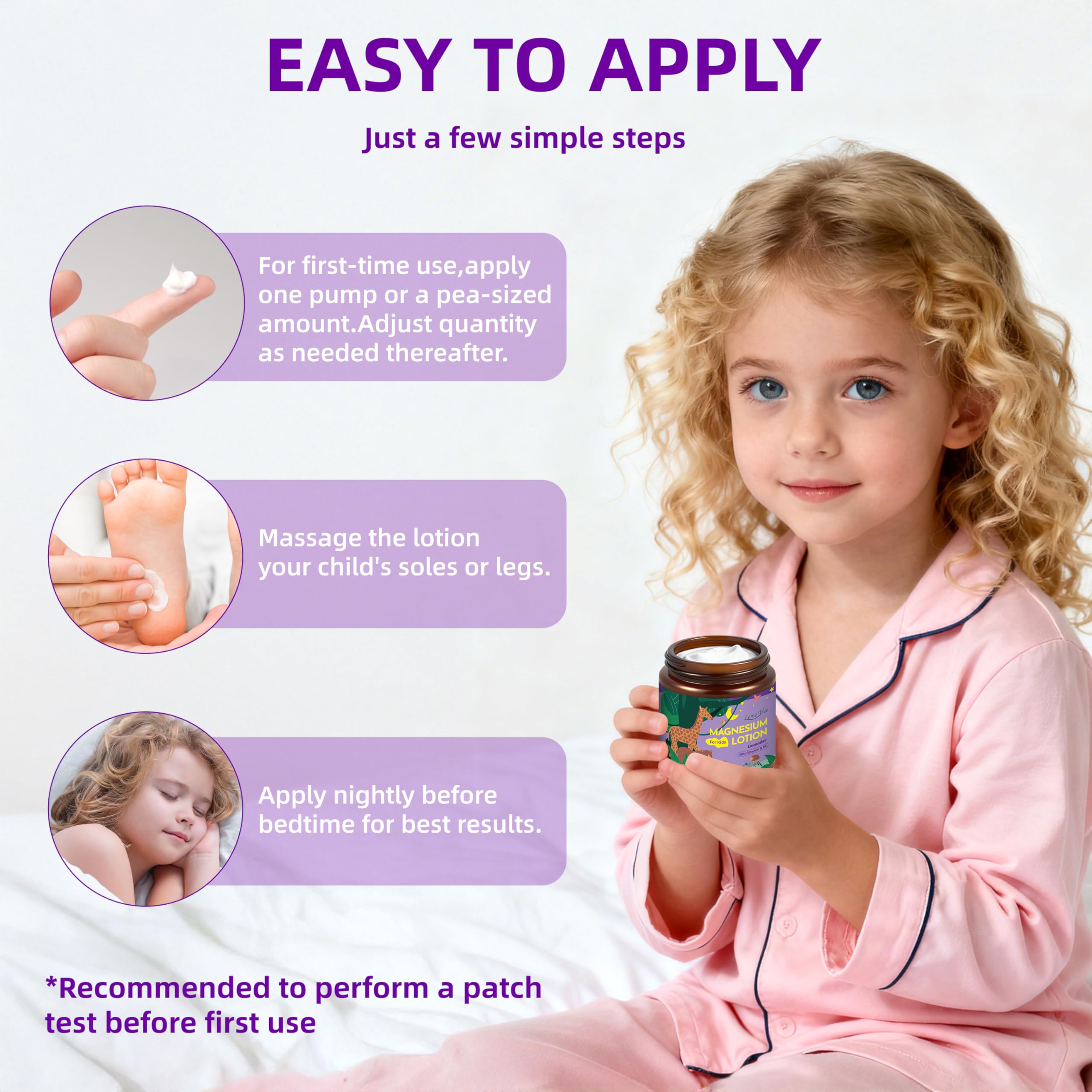 Magnesium Lotion for Kids & Babies, Lavender Magnesium Cream for Sleep, Soothing Relief & Relaxation, Topical Magnesium buttur, Apply to Legs, Arms, Stay Calm at During The Night (4 oz, Lavender)