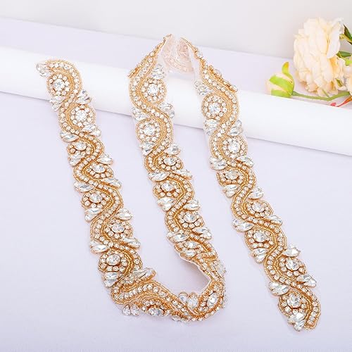 Miniatura 10 de Cinturón de boda con diamantes de imitación cinturón de perlas para boda cinturón de novia con apliques de cristal cinturón brillante para tela de