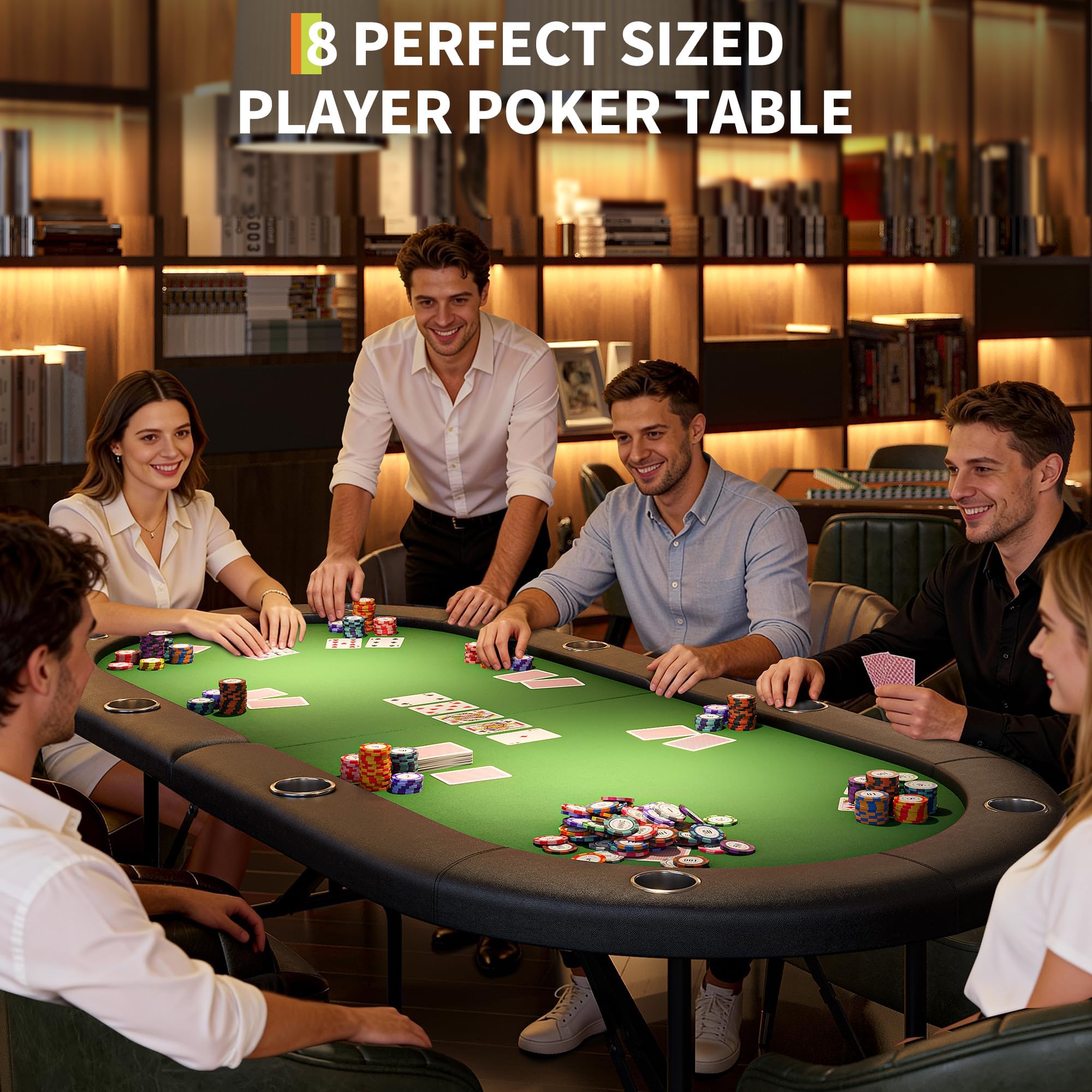 Garvee Tavolo Da Poker Pieghevole 8 Giocatori 180 cm Portatile Verde