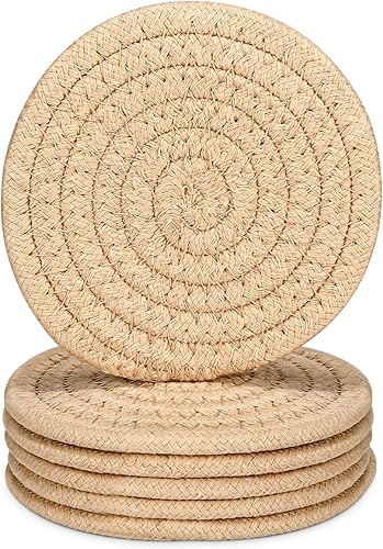 6 posavasos absorbentes para bebidas, posavasos tejidos de algodón para decoración de comedor, inauguración de la casa, tapete para beber en frío y