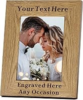 EDSG Personalized Engraved 4x6 Wood Photo Frame - Custom Picture Frames for Dad Mom Birthday Father's Day Christmas Gifts (Portrait)