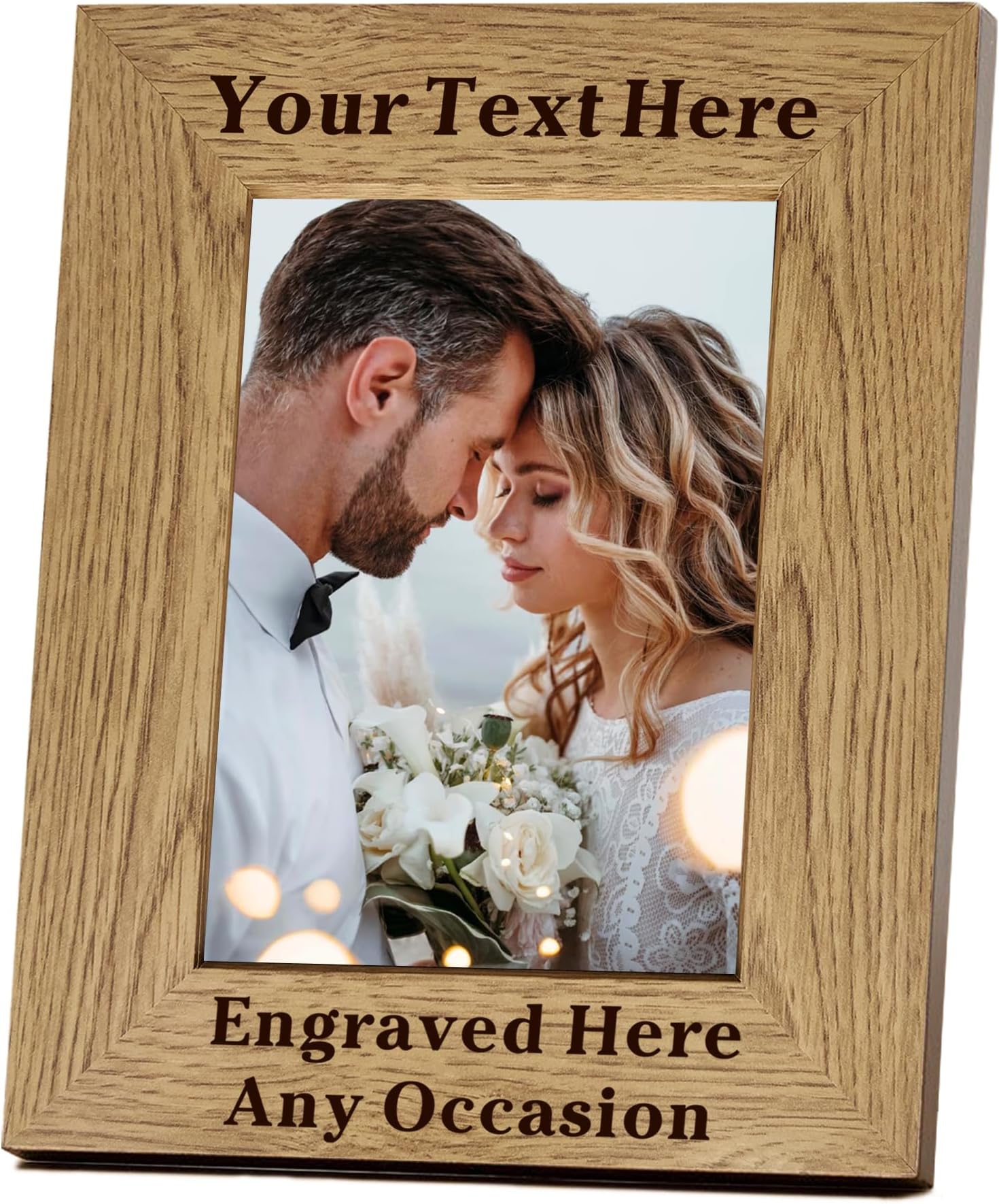 EDSG Personalized Photo Frames 4x6, 5x7 Picture Frame Engraved, Custom Wood Frame Gifts for Fathers Day Birthday Mothers Day Christmas Graduation for Him Her Dad Mom (Portrait)
