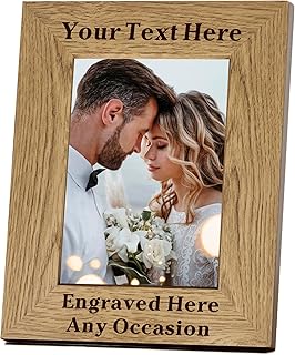 Personalised Photo Frame 6x4 Picture Frames Engraved Wooden Picture Frames with Any Text for Him Her Mum Mothers Day Wedding Graduation Christmas Valentines(Portrait)