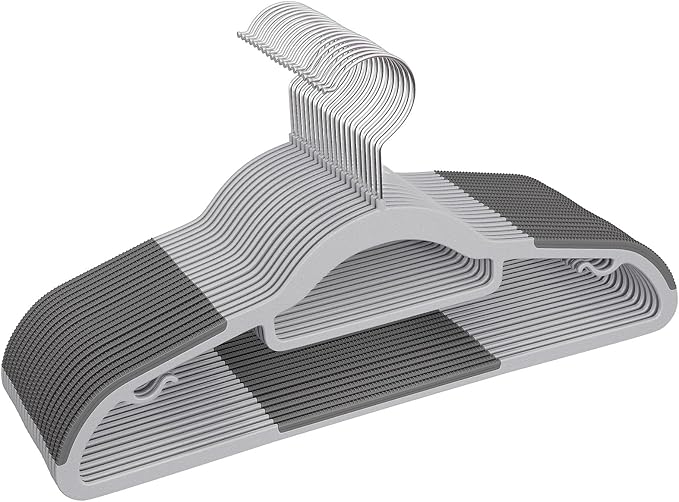 Heavy Duty Standard Plastic Hangers 50 Pack with Non-Slip Design,360°Swivel Hook Space Saving Organizer for Bedroom Closet,Shirts,Pants,Strong Enough for Coat