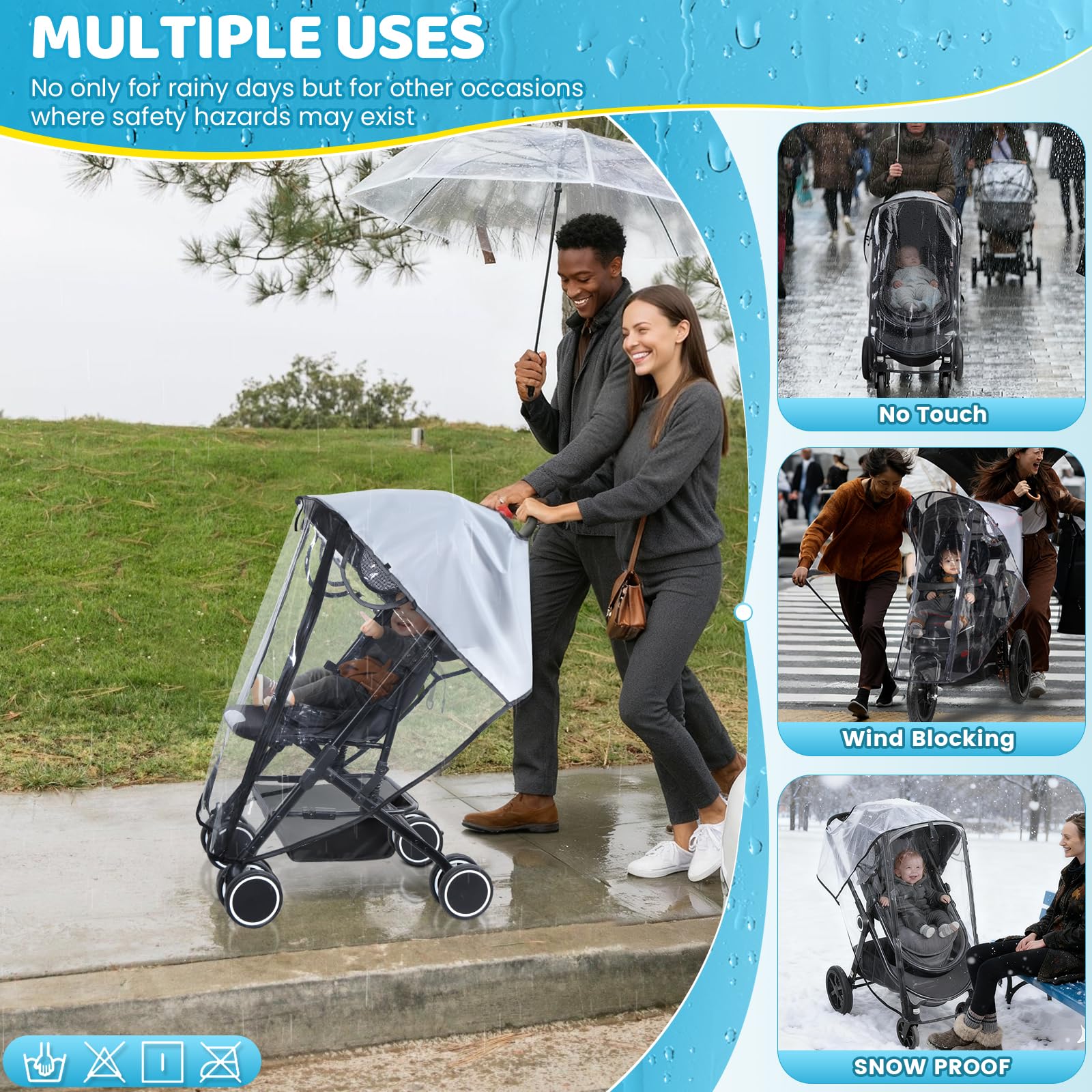 Universal Rain Cover, Zip Opening Roll-up Door for Easy Access, Food-Grade EVA, Quick Installation, Breathable, Waterproof, Odourless, Durable, Clear — view 6