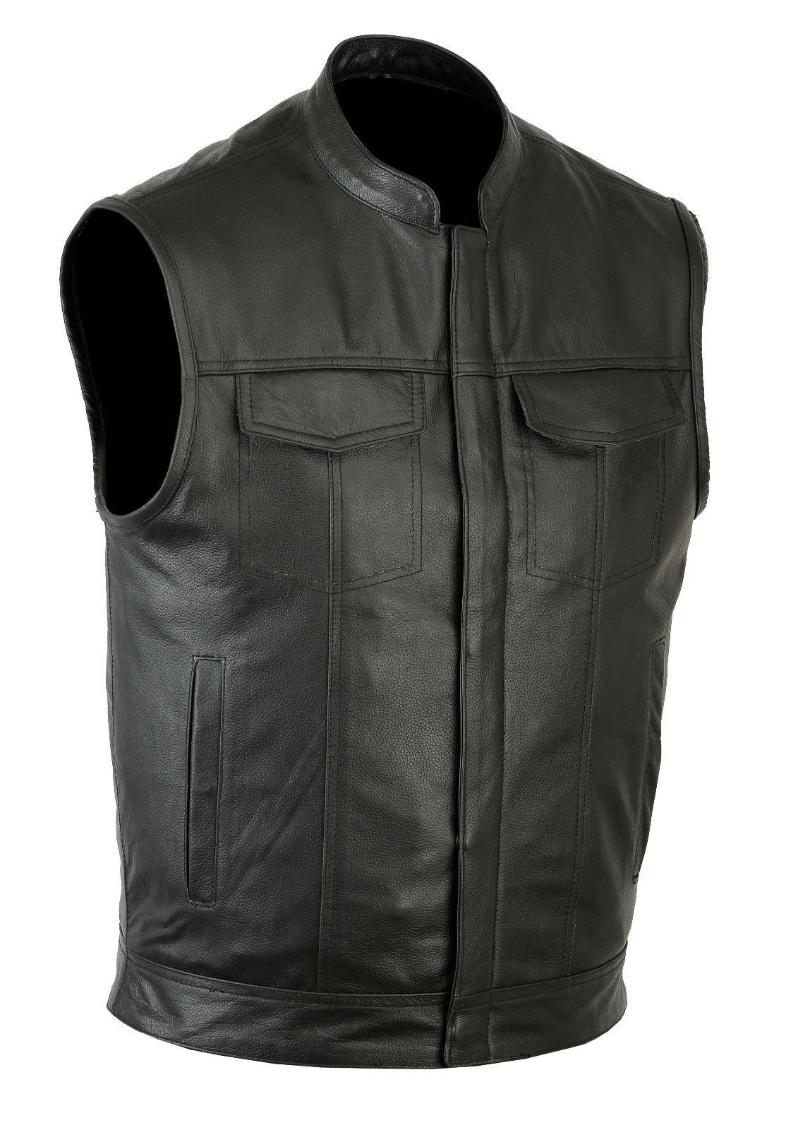Men' SOA Cowhide Leather Clubstyle Biker Vest