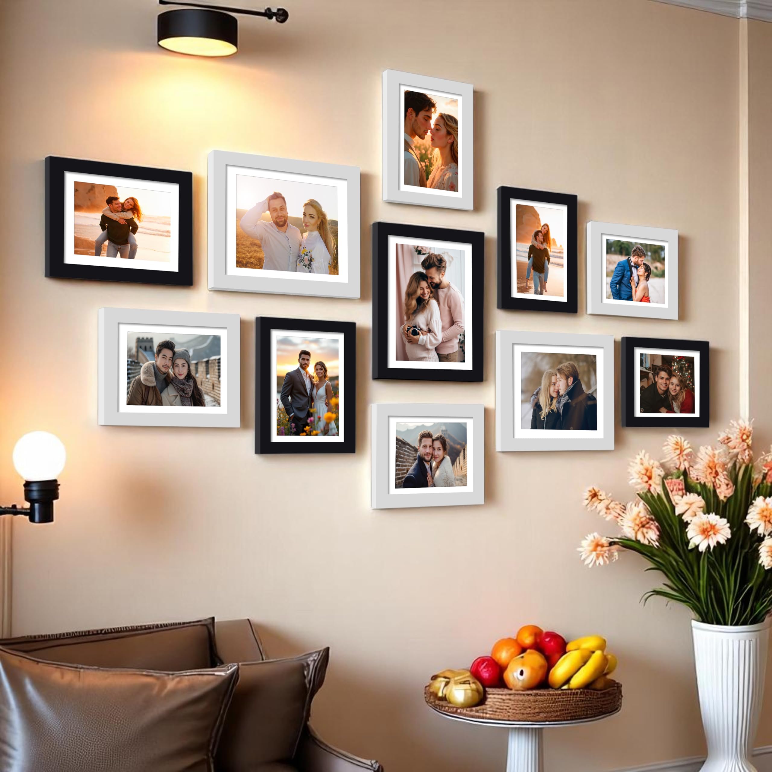 Art Street Boulevard Photo Frame Set of 11 Picture Frames for Home and Office Wall Hanging (8x10-3 pcs, 6x8-8 pcs)-Black and White