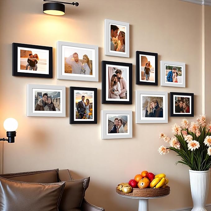 Art Street Boulevard Set of 11 Black & White Photo Frames For Home Decoration Size 8x10-3 pcs, 6x8-8 pcs