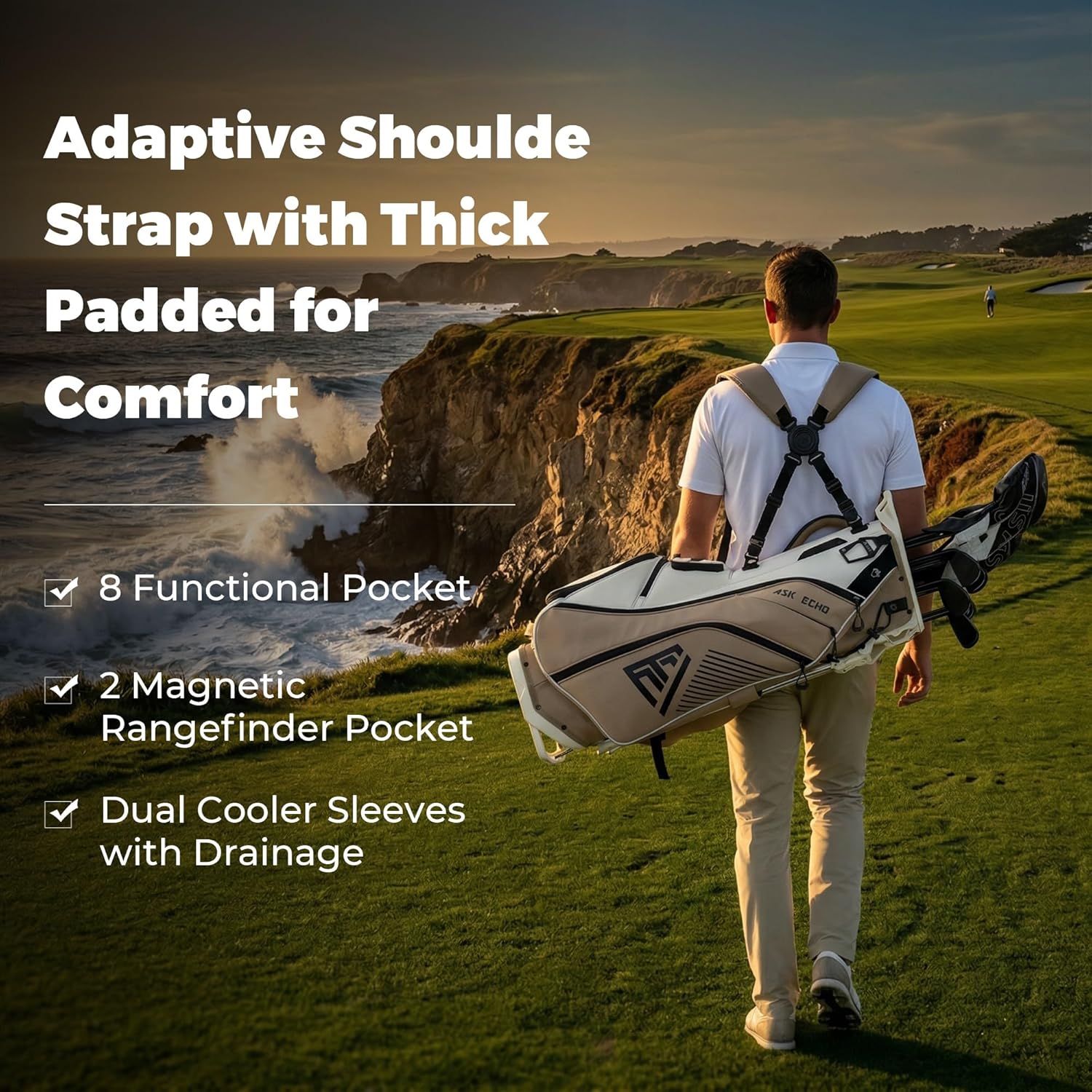 ASK ECHO ST-Lock Mecha 14 Way Dividers Quiet Hybrid Stand Bag for Men & Women