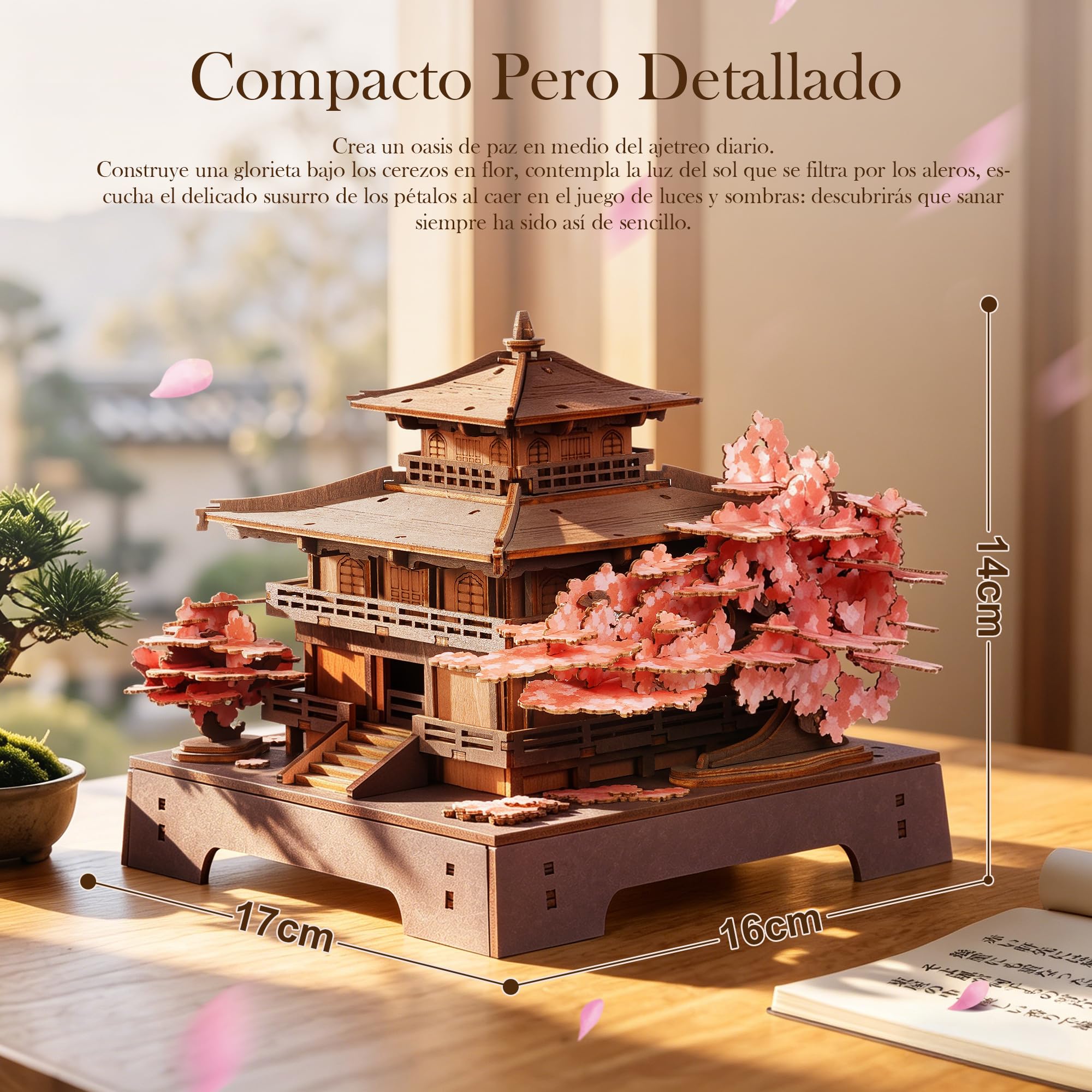 ROWOOD Puzzle 3D Adultos Madera, Maquetas para Montar Pabellón Sakura, Maquetas de Madera Japonesas para Construir, Kit DIY de Construcción, Regalo Manualidades y Decoración Casa