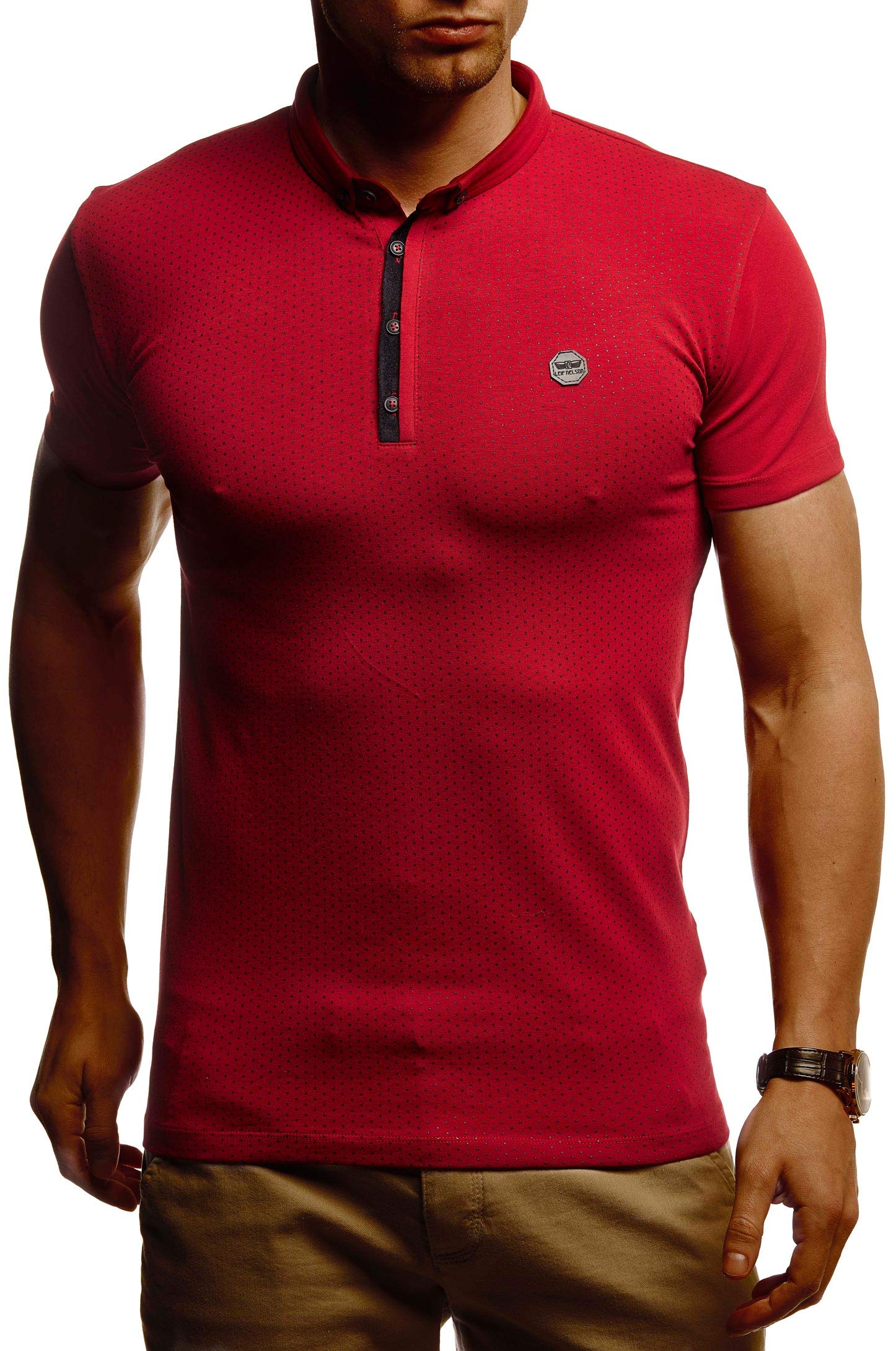 Leif Nelson LN1295 Men's Summer Polo Shirt, Collar, Slim Fit, Cotton Blend, Basic Black, Long-Sleeved Sweatshirt, Short-Sleeved White, Long